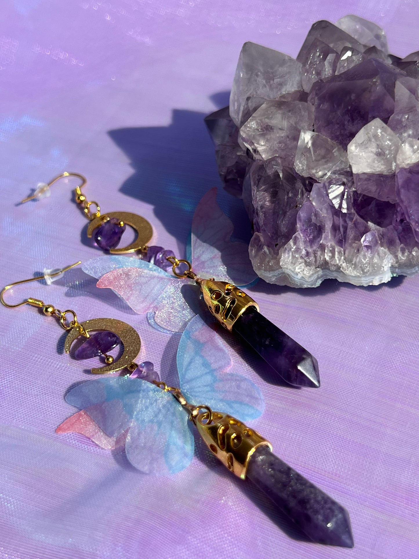 AMETHYST & BUTTERFLY FAIRY EARRINGS