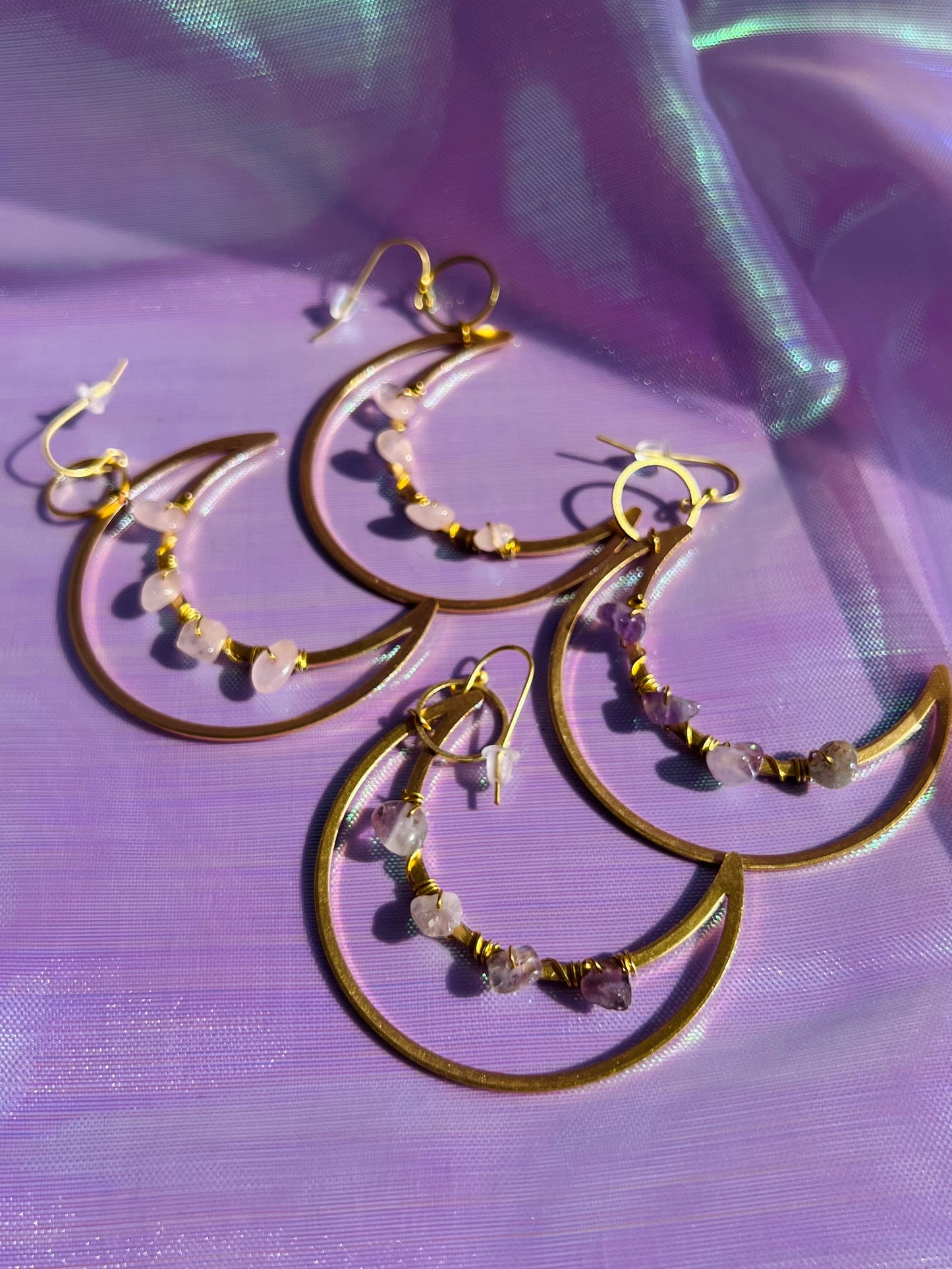 AMETHYST CRYSTAL MOON EARRINGS