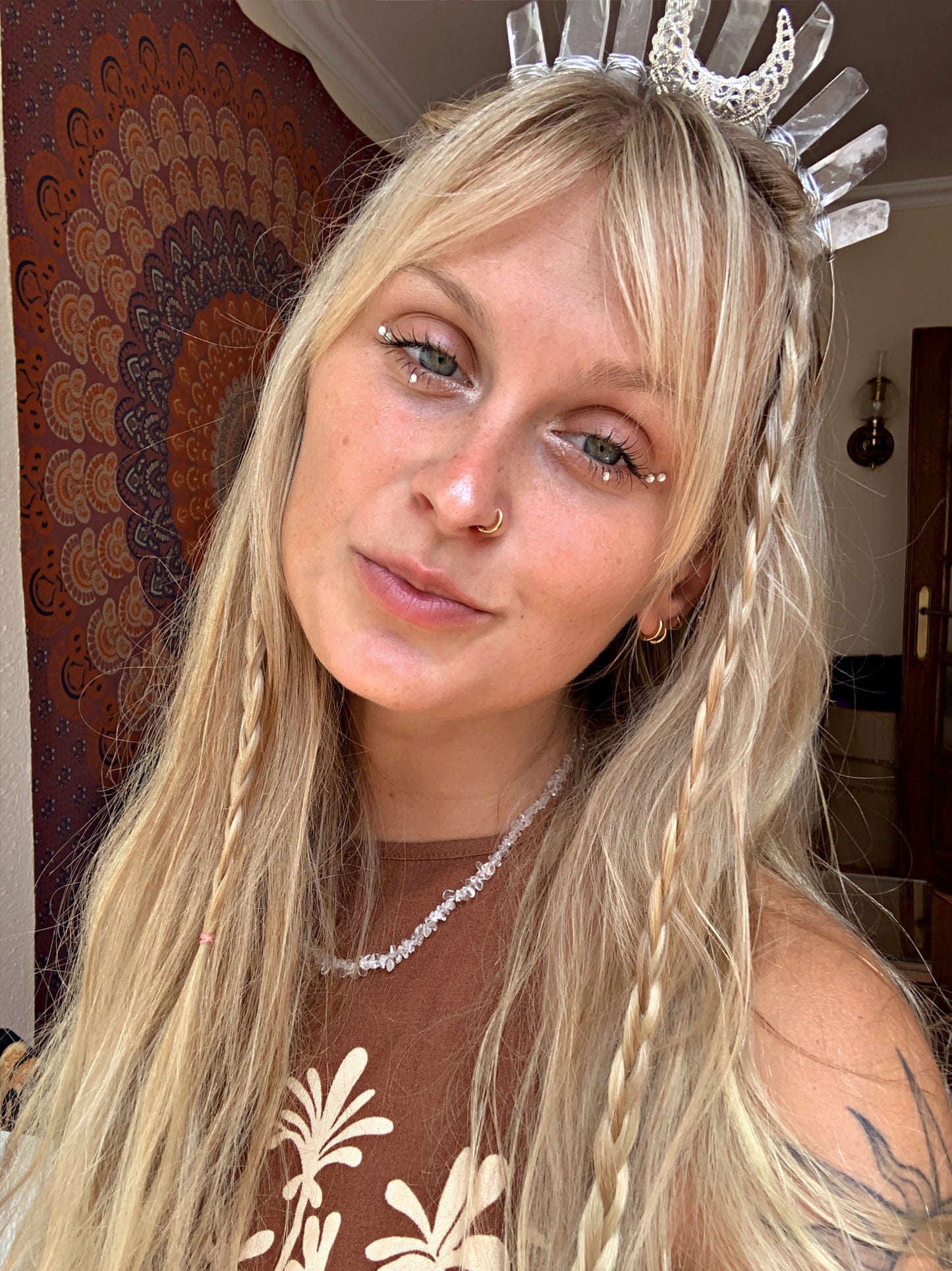 CLEAR QUARTZ SMALL SILVER GODDESS CRYSTAL CROWN