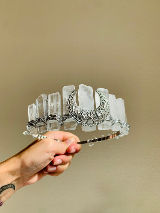 CLEAR QUARTZ CRYSTAL FAIRY CROWN