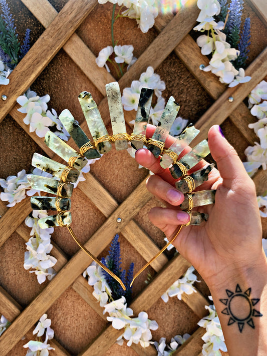PREHNITE GODDESS CRYSTAL CROWN