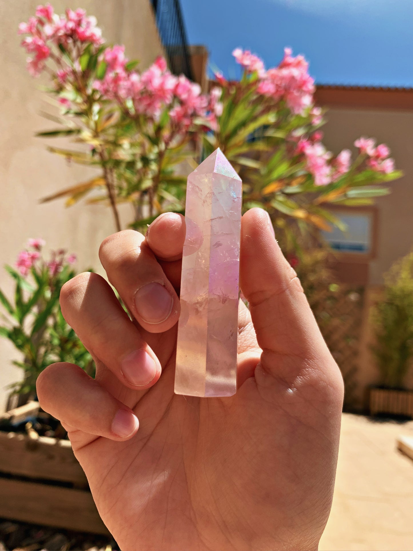 PINK ANGEL AURA QUARTZ CRYSTAL POINT