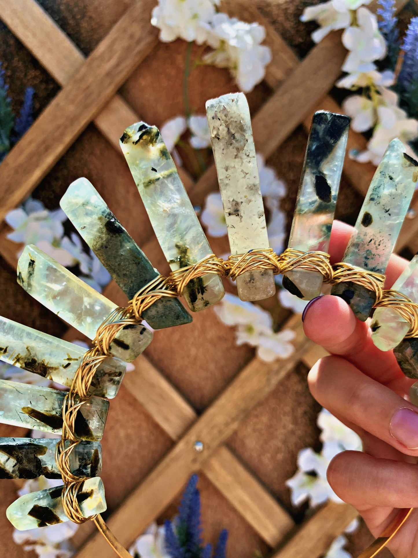 PREHNITE GODDESS CRYSTAL CROWN