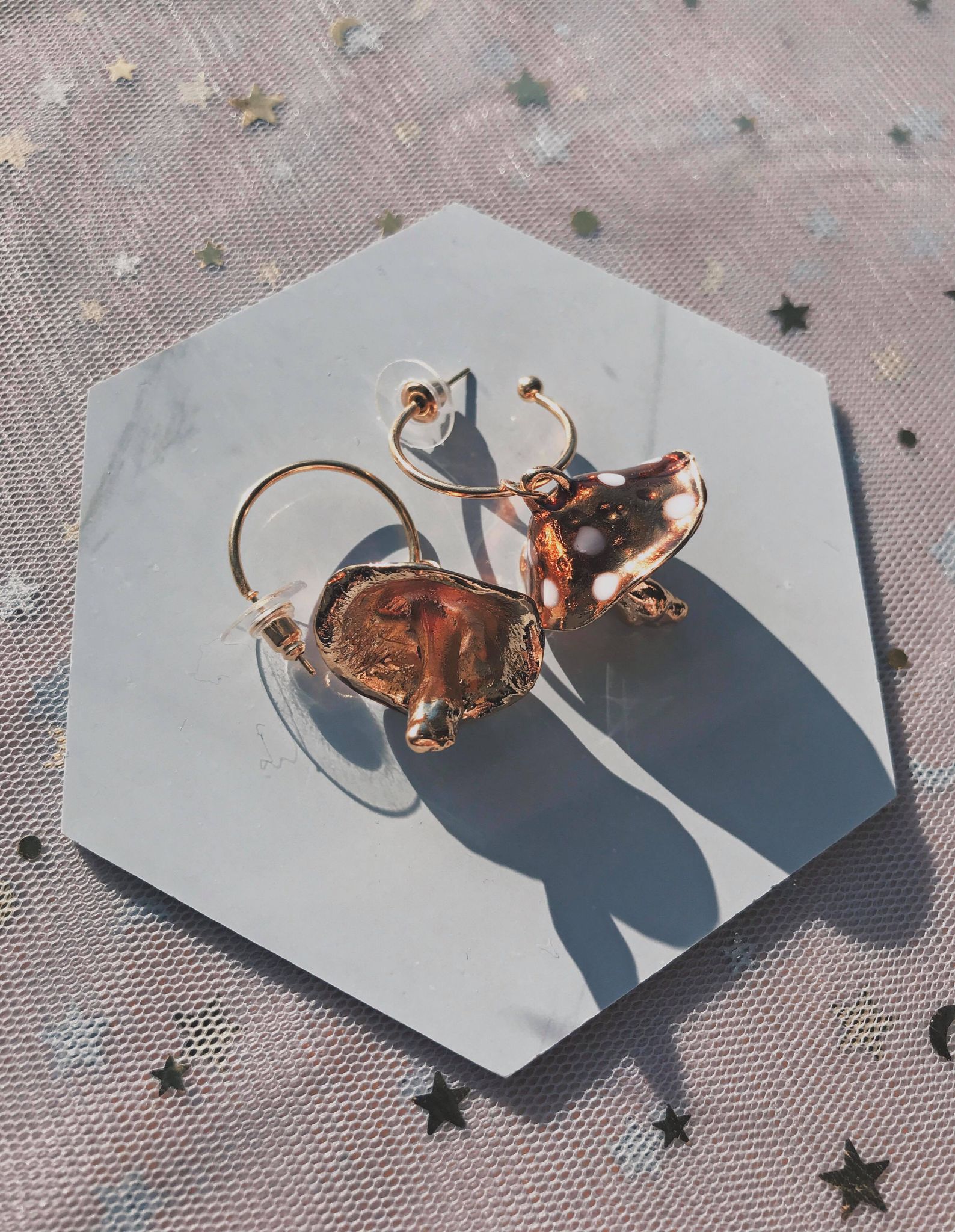 GOLD MUSHROOM EARRINGS