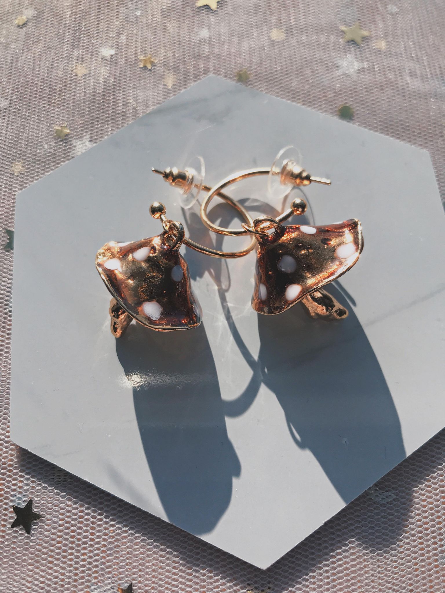GOLD MUSHROOM EARRINGS