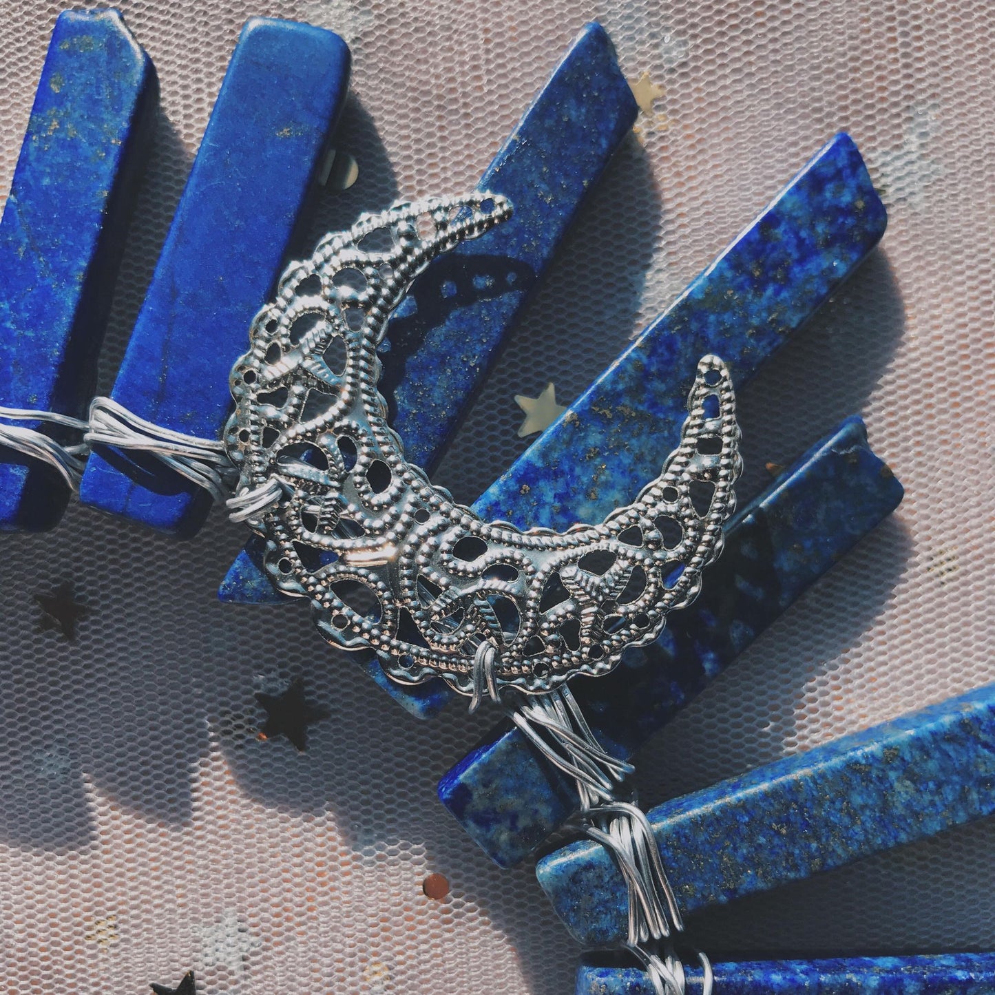 LAPIS LAZULI SILVER GODDESS CRYSTAL CROWN
