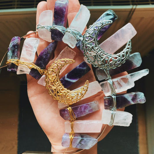 AMETHYST & ROSE QUARTZ GODDESS CRYSTAL CROWN