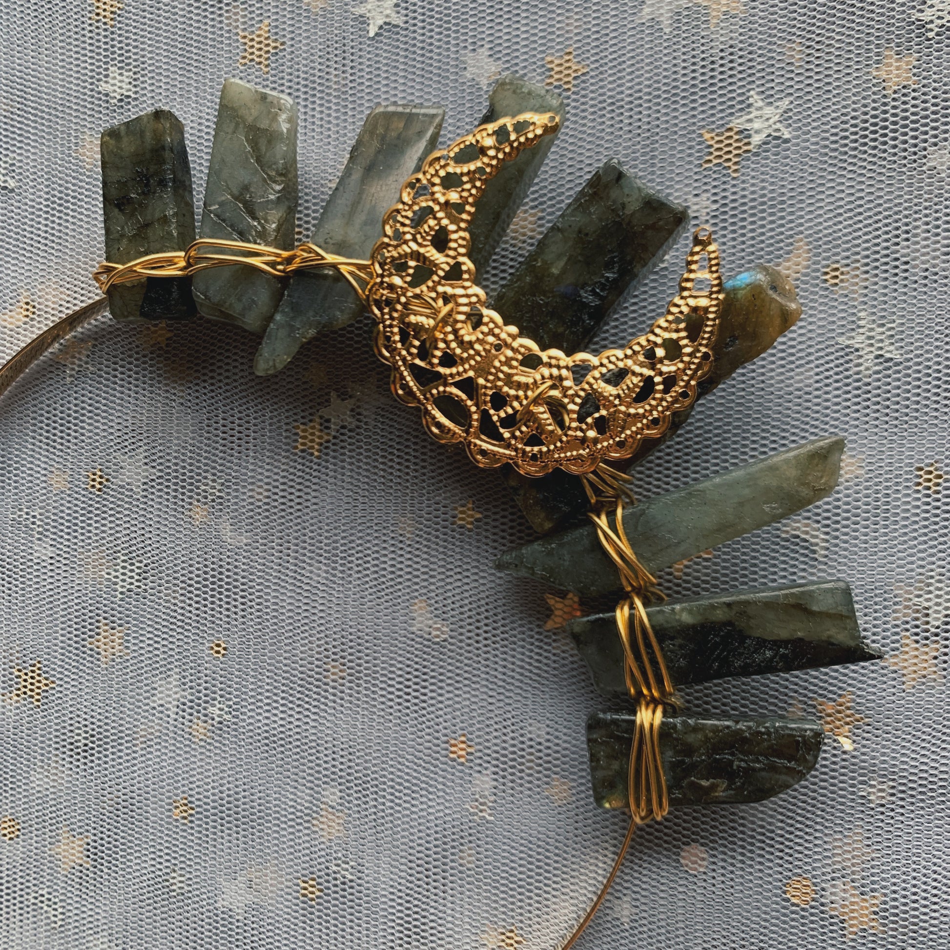 LABRADORITE SMALL GOLD GODDESS CRYSTAL CROWN
