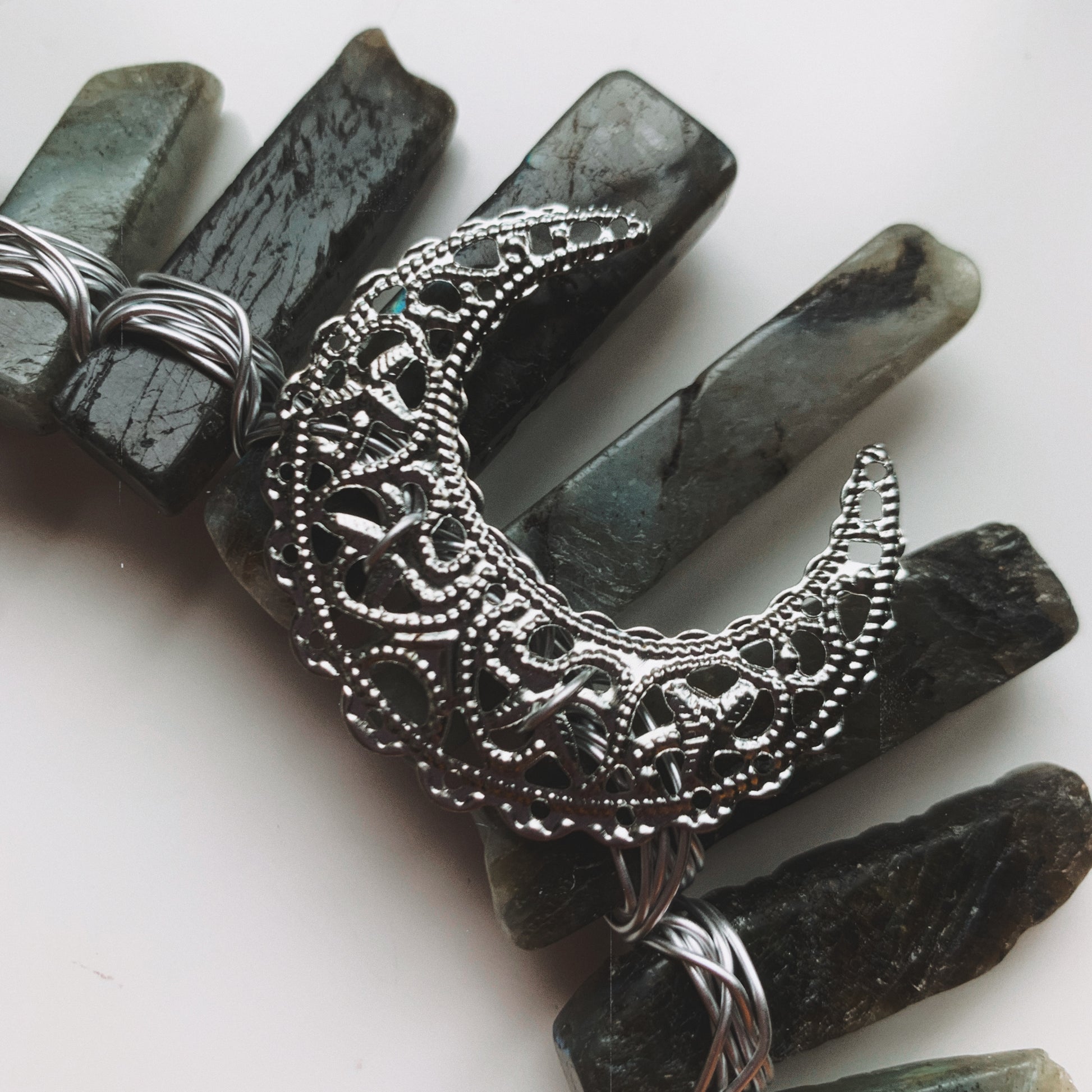 LABRADORITE SMALL SILVER GODDESS CRYSTAL CROWN