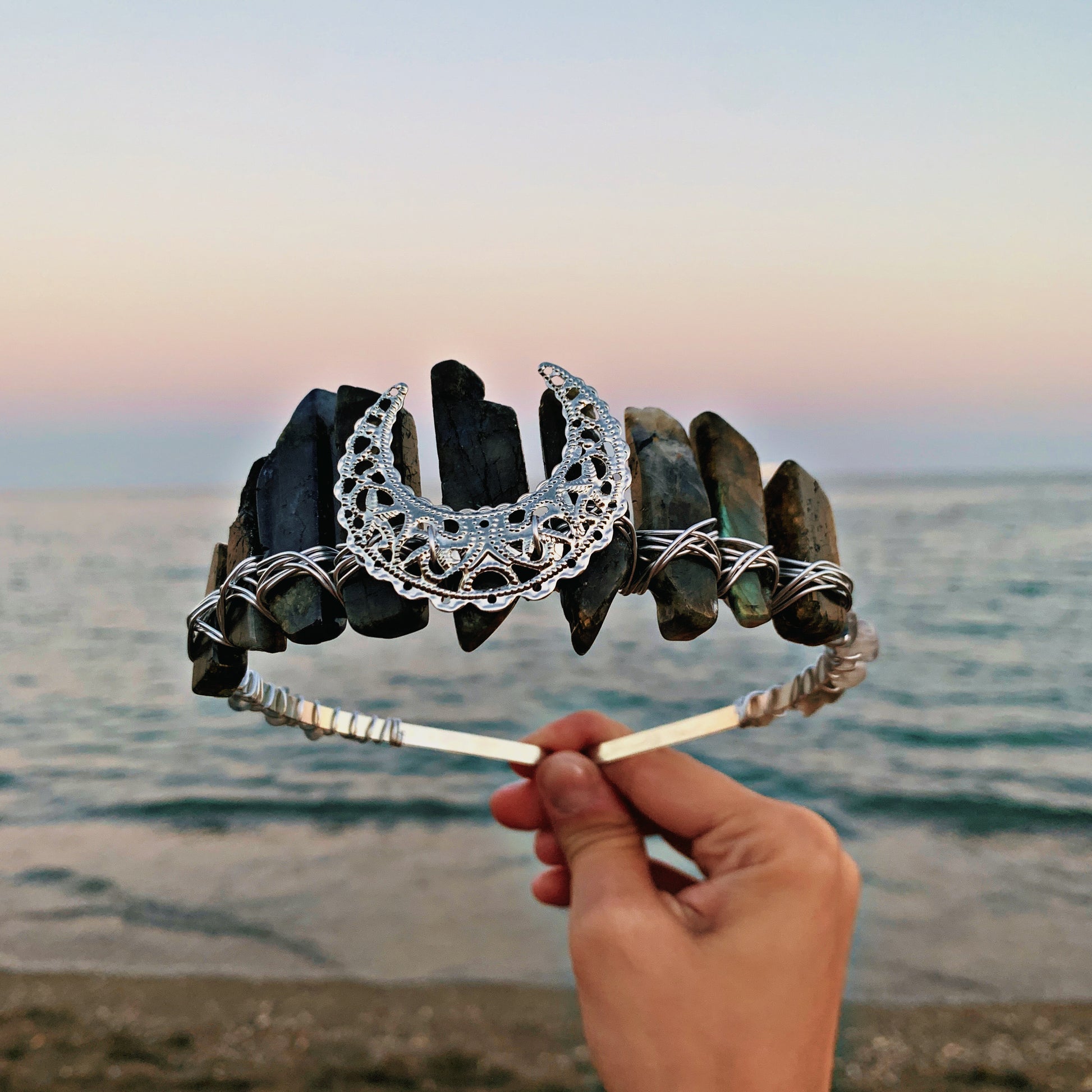 LABRADORITE MOON CRYSTAL FAIRY CROWN