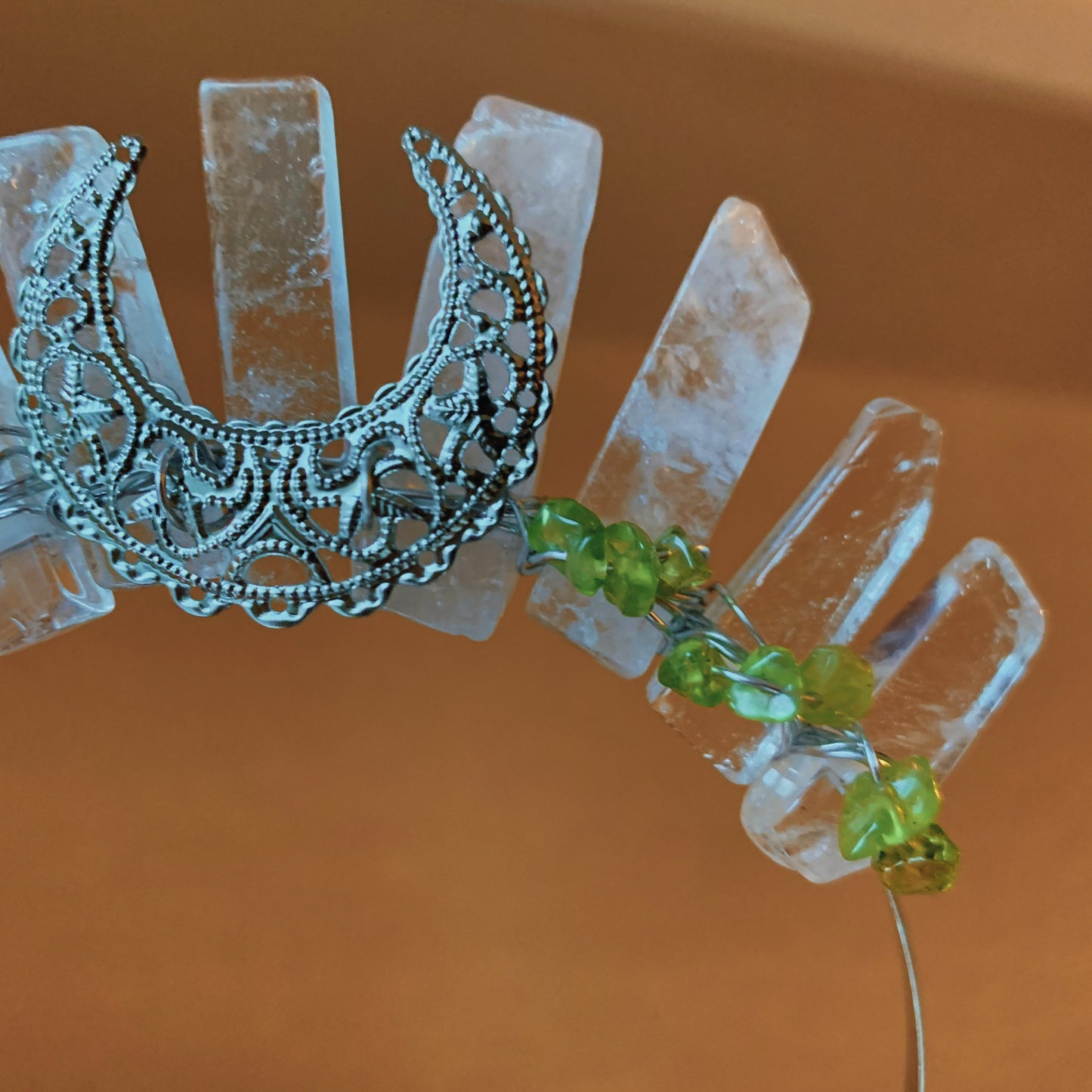 CLEAR QUARTZ & PERIDOT CROWN