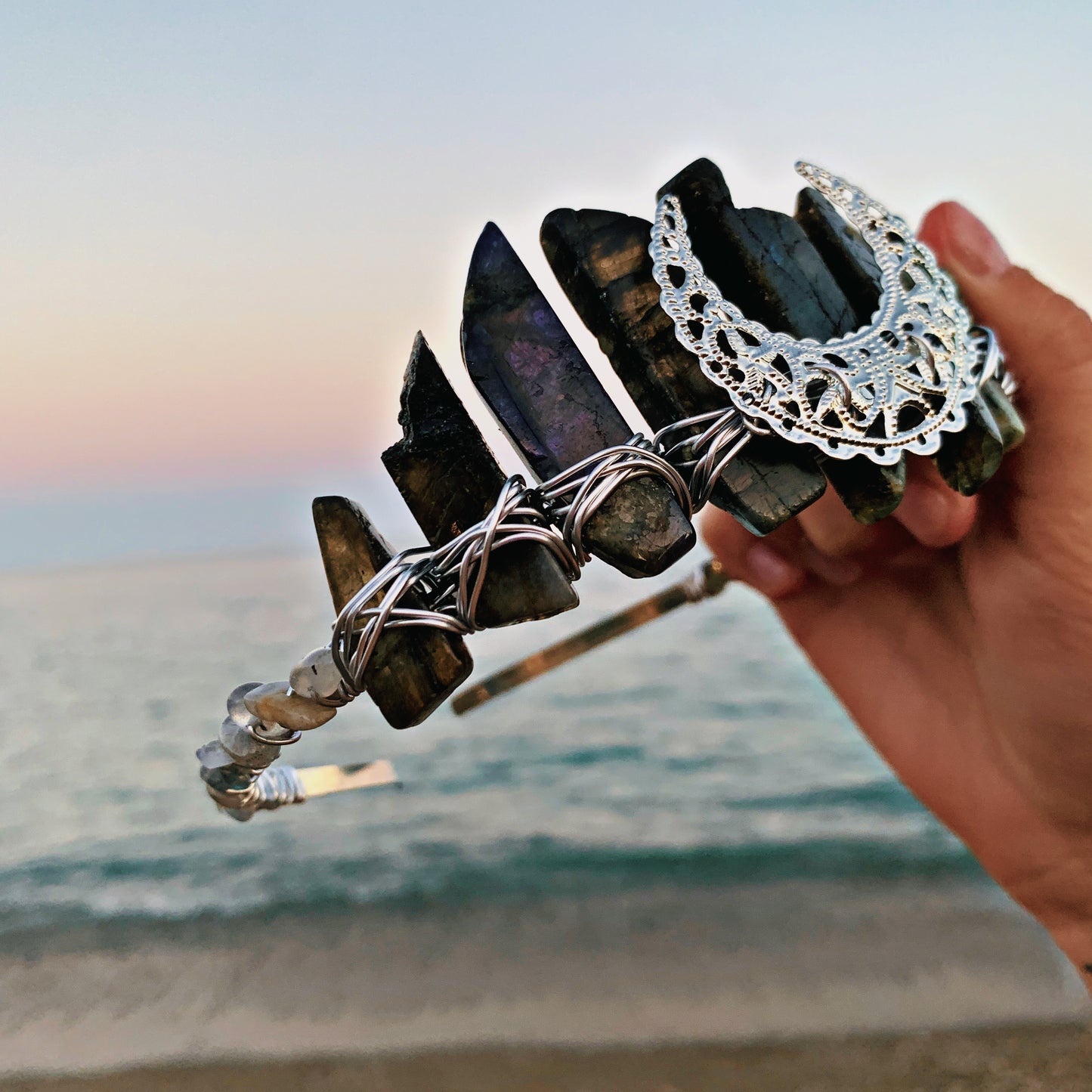 LABRADORITE MOON CRYSTAL FAIRY CROWN