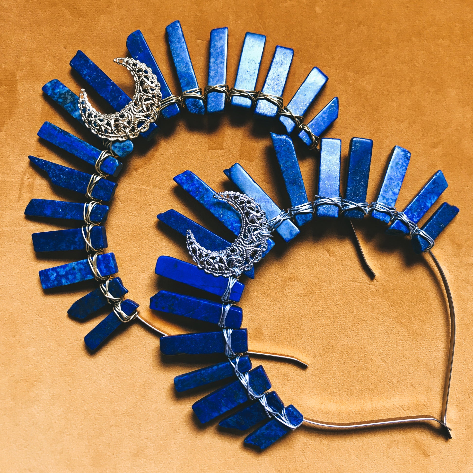 LAPIS LAZULI GOLD GODDESS CRYSTAL CROWN