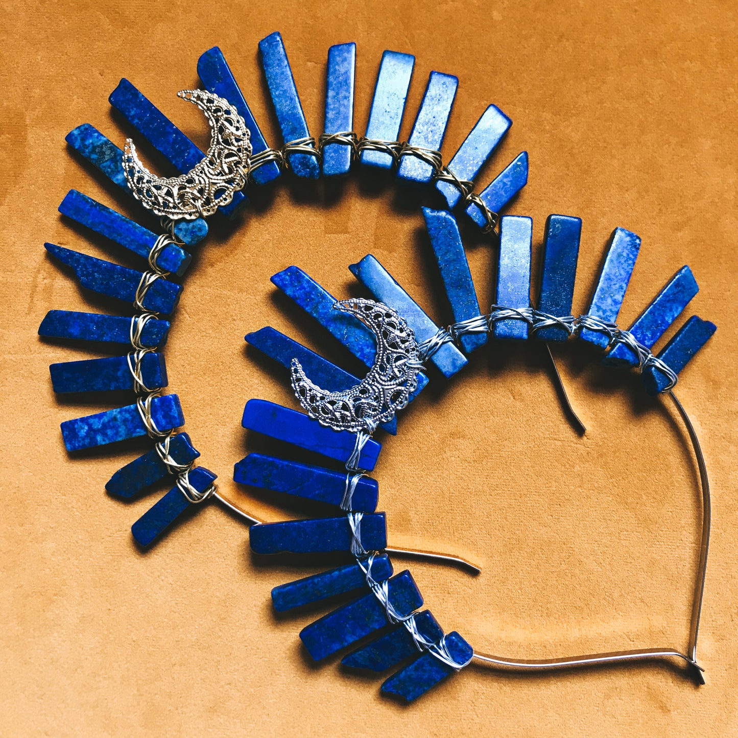 LAPIS LAZULI GOLD GODDESS CRYSTAL CROWN