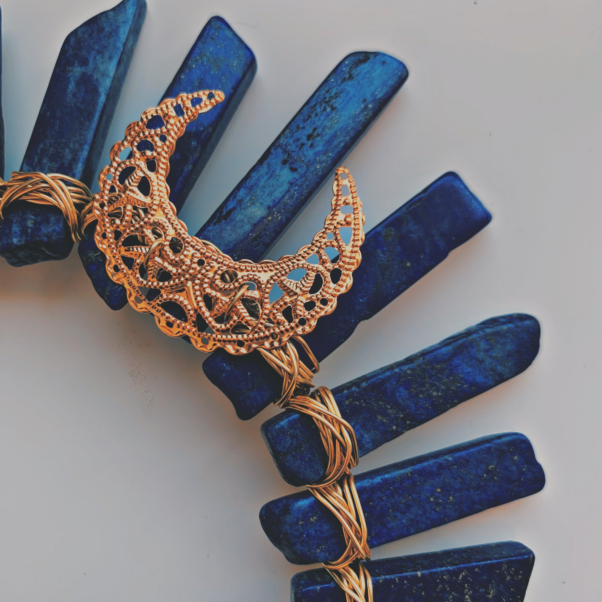 LAPIS LAZULI GOLD GODDESS CRYSTAL CROWN
