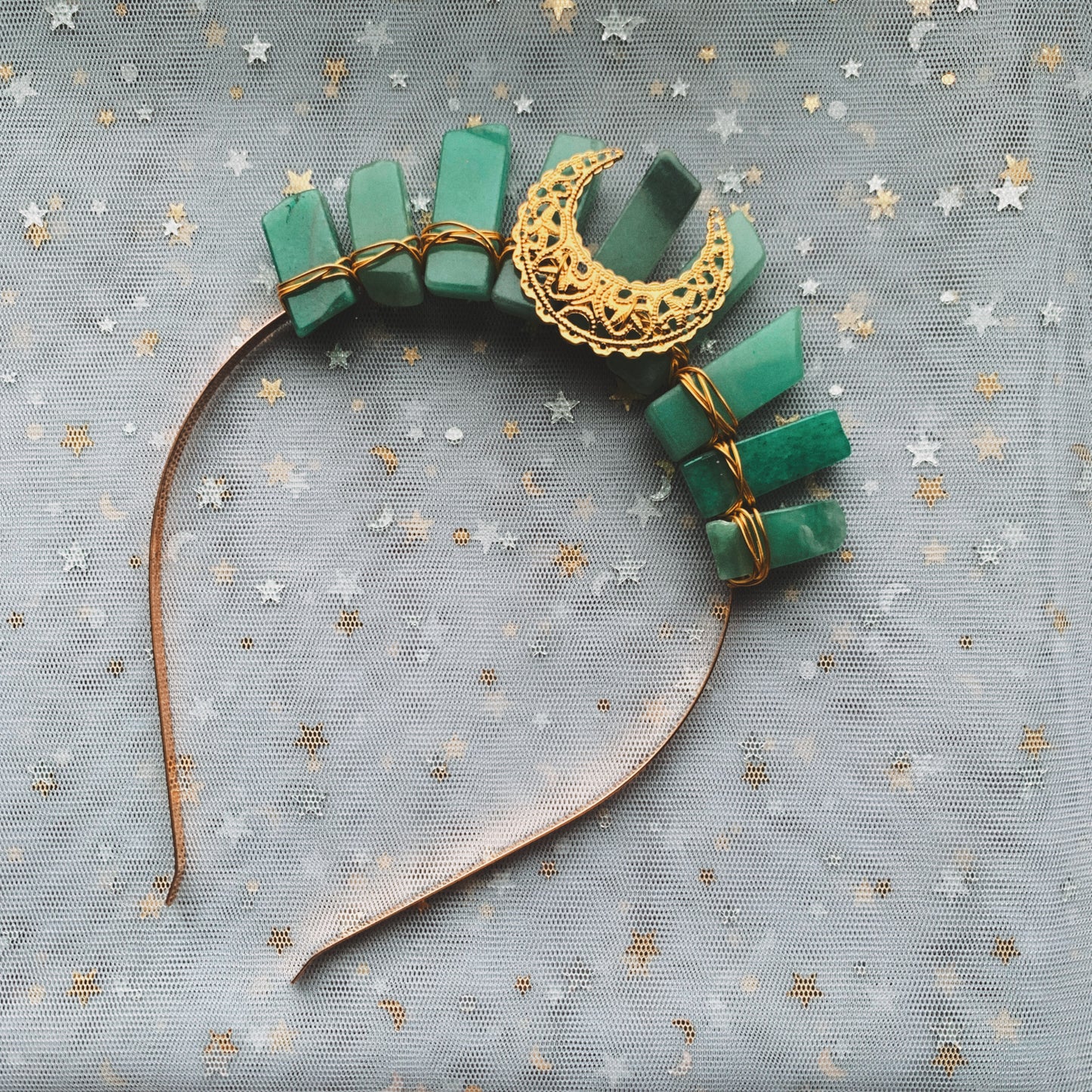 GREEN AVENTURINE SMALL GODDESS CRYSTAL CROWN