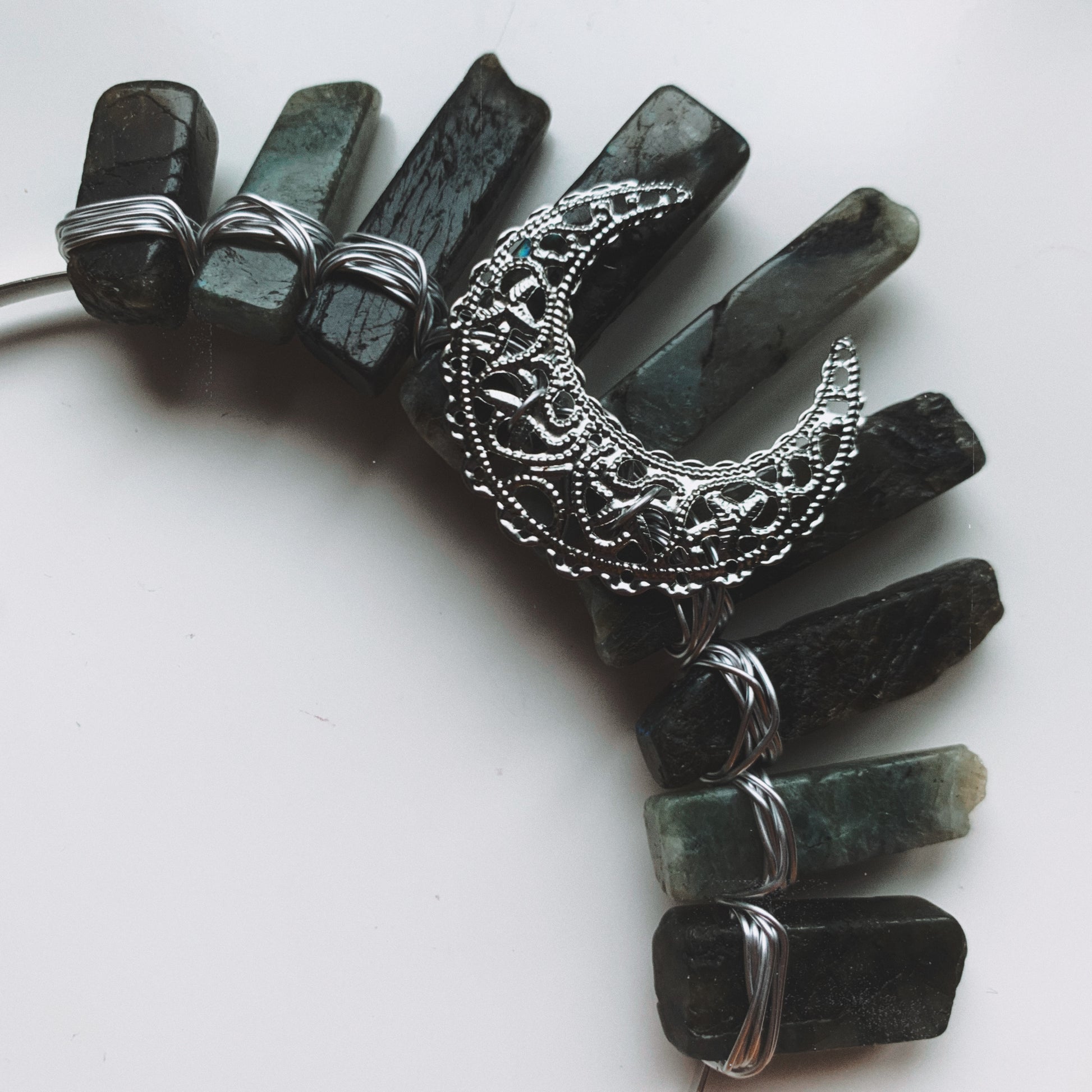 LABRADORITE SMALL SILVER GODDESS CRYSTAL CROWN