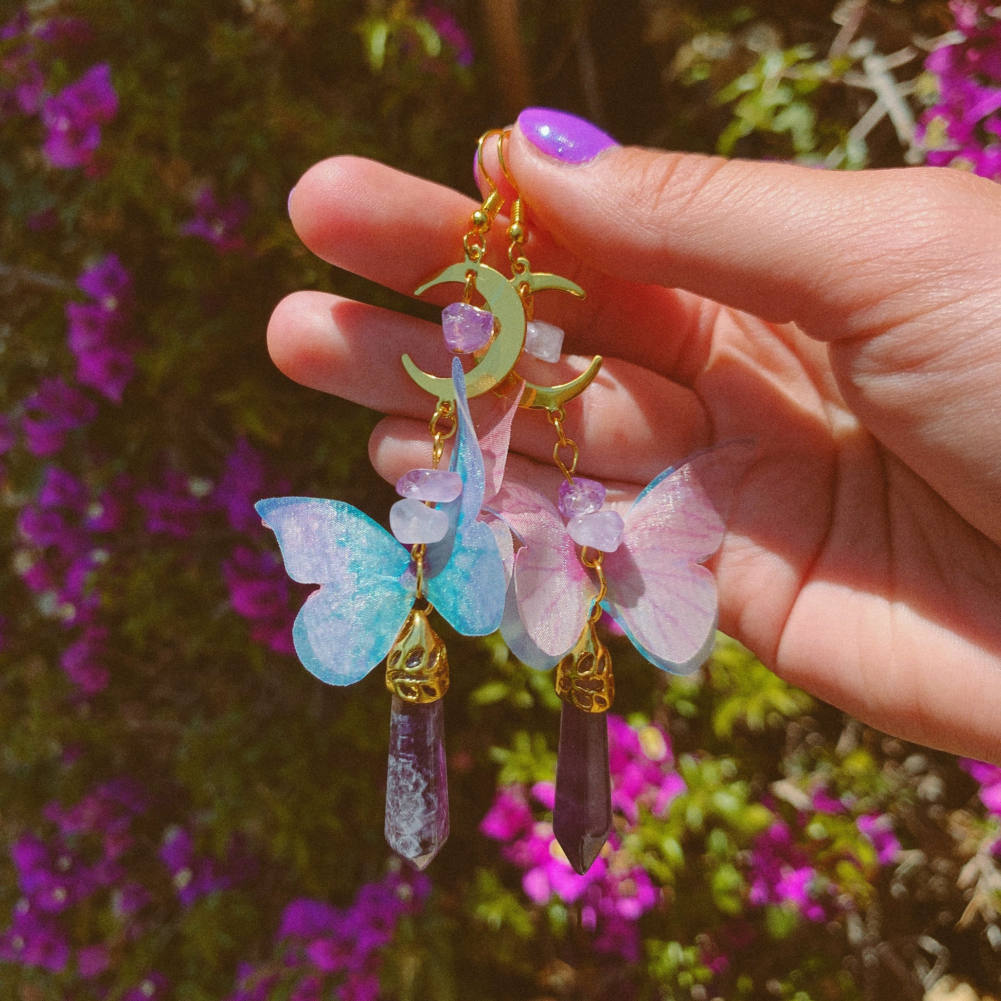 AMETHYST BUTTERFLY FAIRY EARRINGS