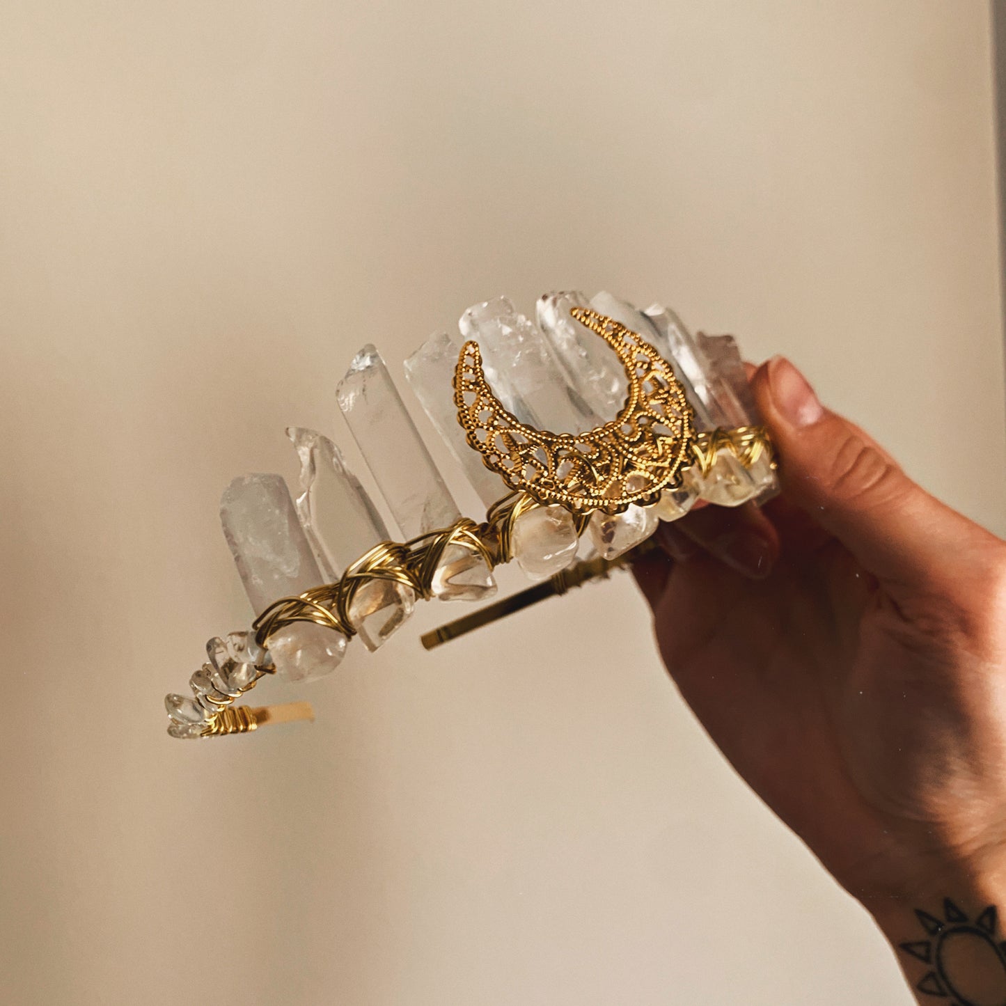 CLEAR QUARTZ CRYSTAL FAIRY CROWN
