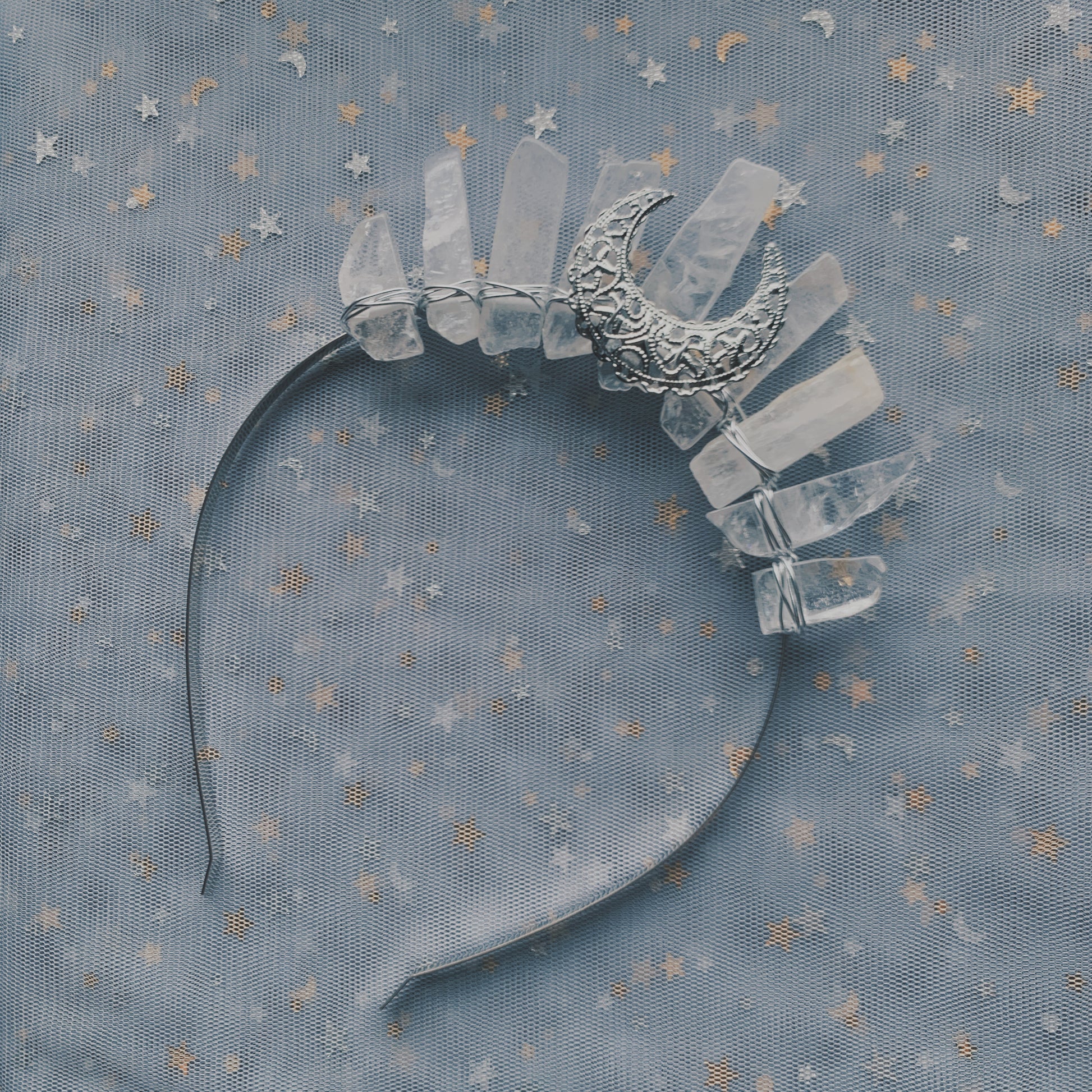 CLEAR QUARTZ SMALL SILVER GODDESS CRYSTAL CROWN