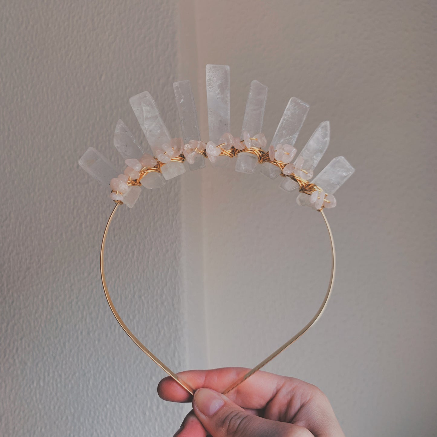 CLEAR QUARTZ & ROSE QUARTZ CROWN