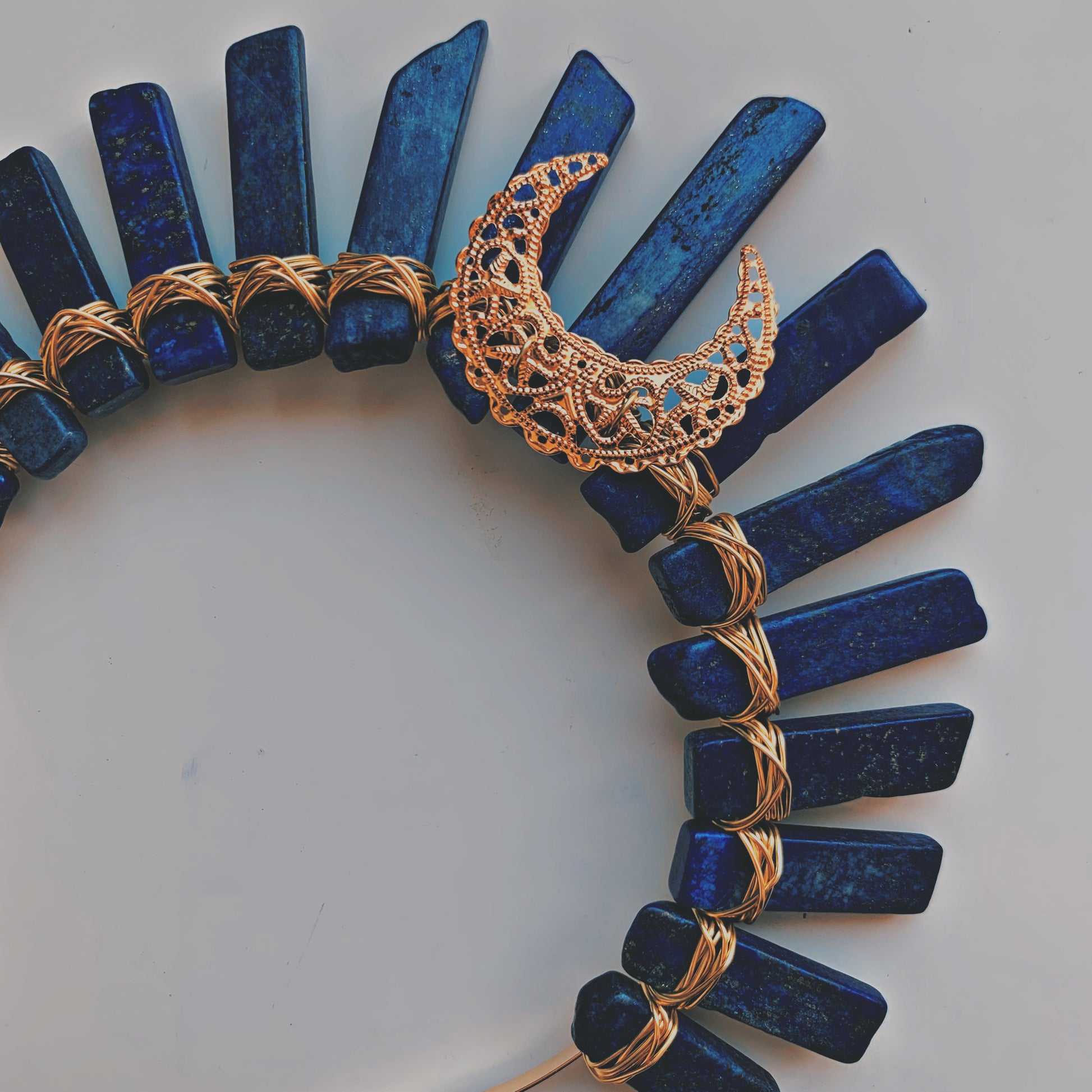 LAPIS LAZULI GOLD GODDESS CRYSTAL CROWN