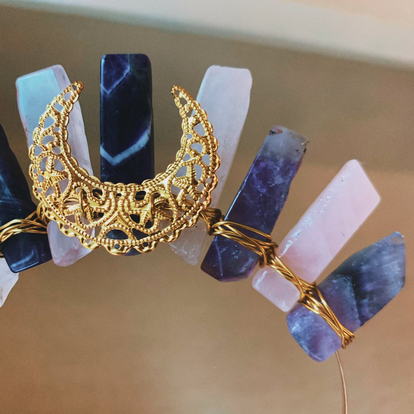 AMETHYST & ROSE QUARTZ GODDESS CRYSTAL CROWN