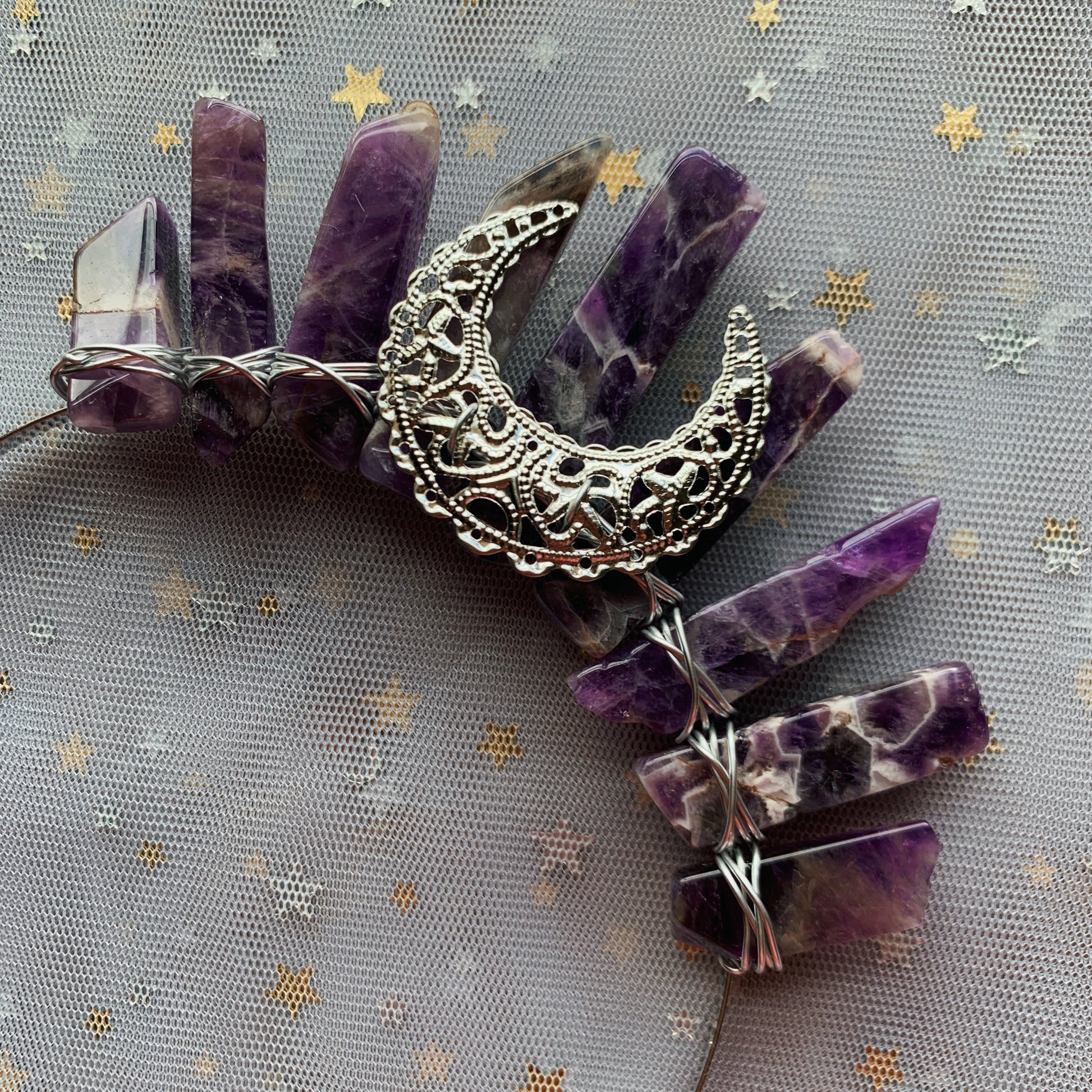 AMETHYST SMALL SILVER GODDESS CRYSTAL CROWN