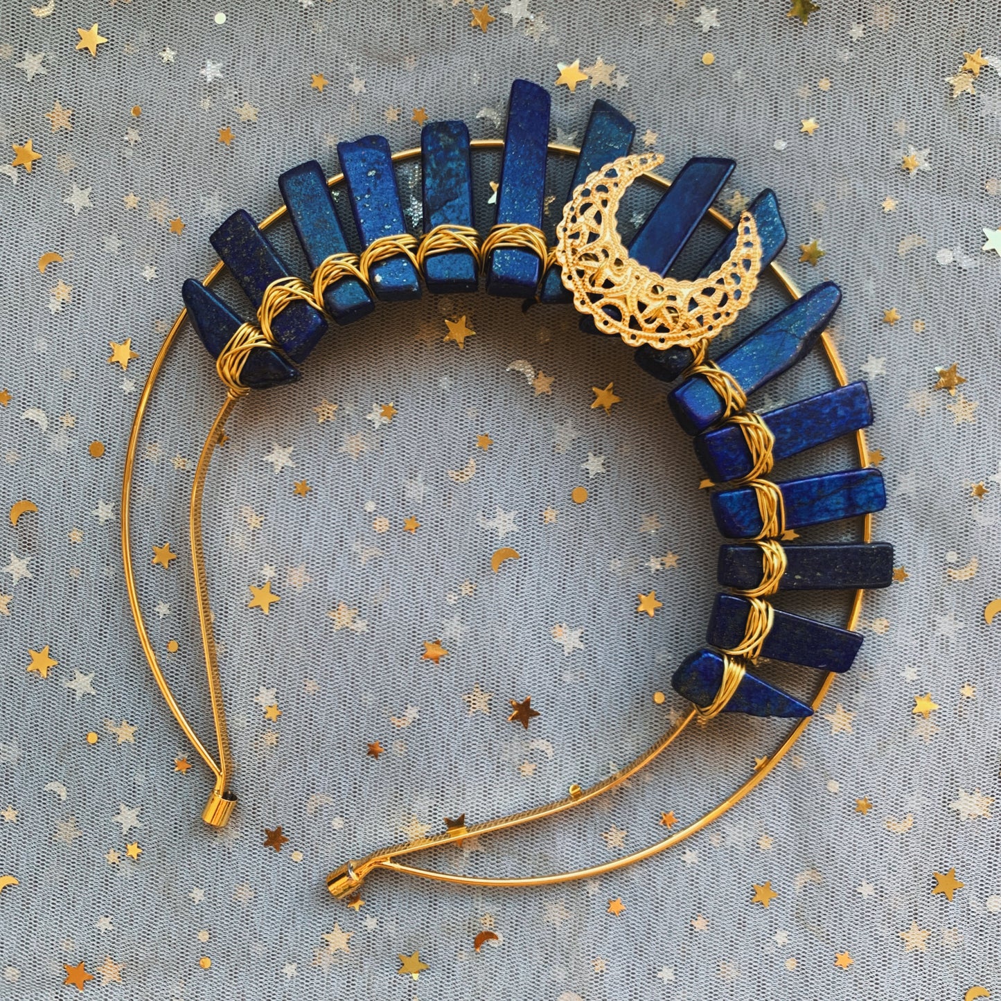 LAPIS LAZULI GOLD HALO CRYSTAL CROWN