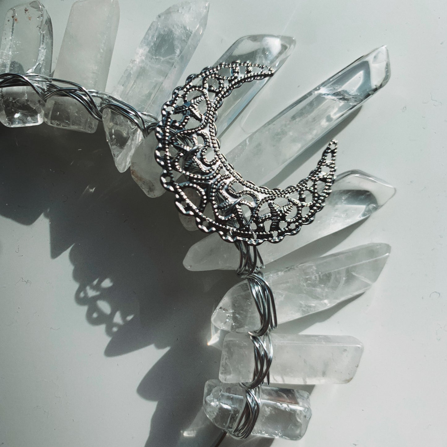 CLEAR QUARTZ SMALL SILVER GODDESS CRYSTAL CROWN