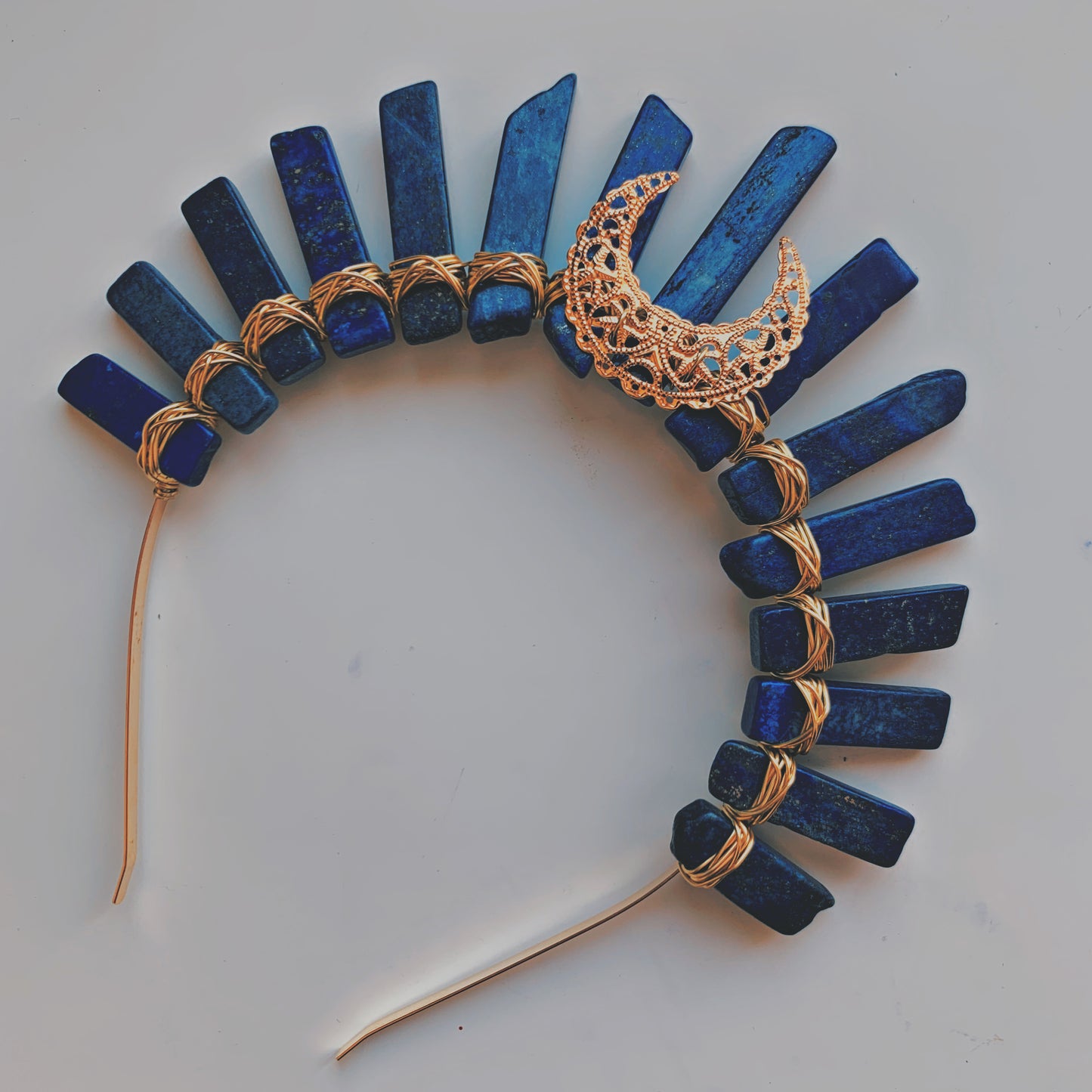 LAPIS LAZULI GOLD GODDESS CRYSTAL CROWN