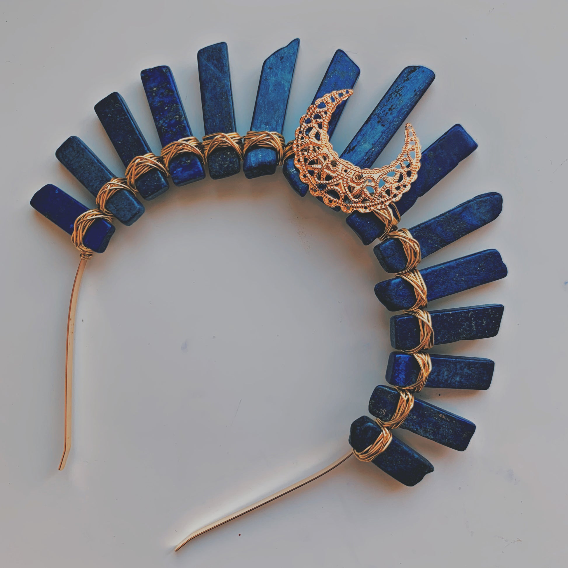 LAPIS LAZULI GOLD GODDESS CRYSTAL CROWN