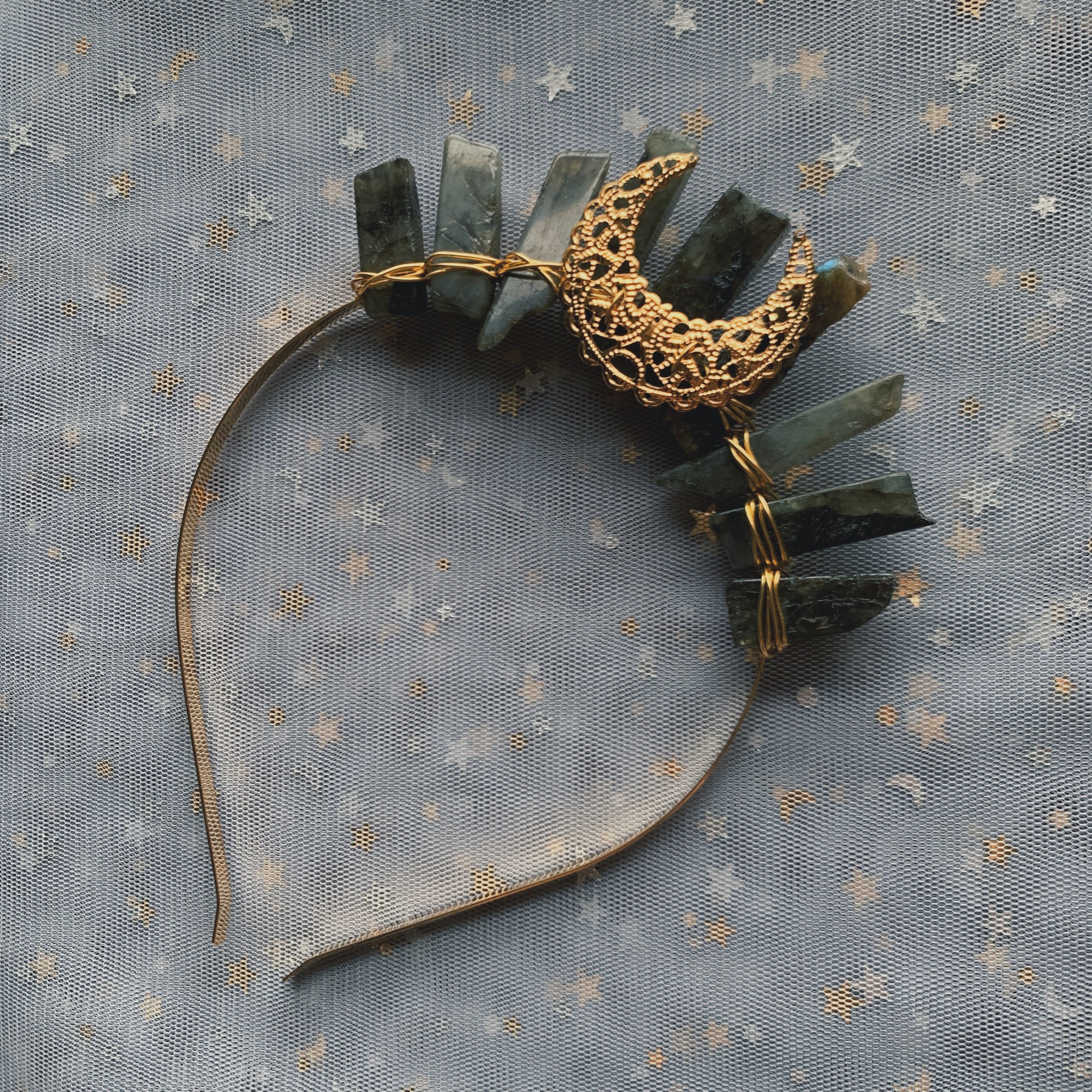 LABRADORITE SMALL GOLD GODDESS CRYSTAL CROWN