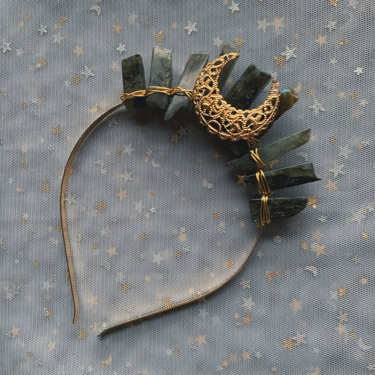 LABRADORITE SMALL GOLD GODDESS CRYSTAL CROWN