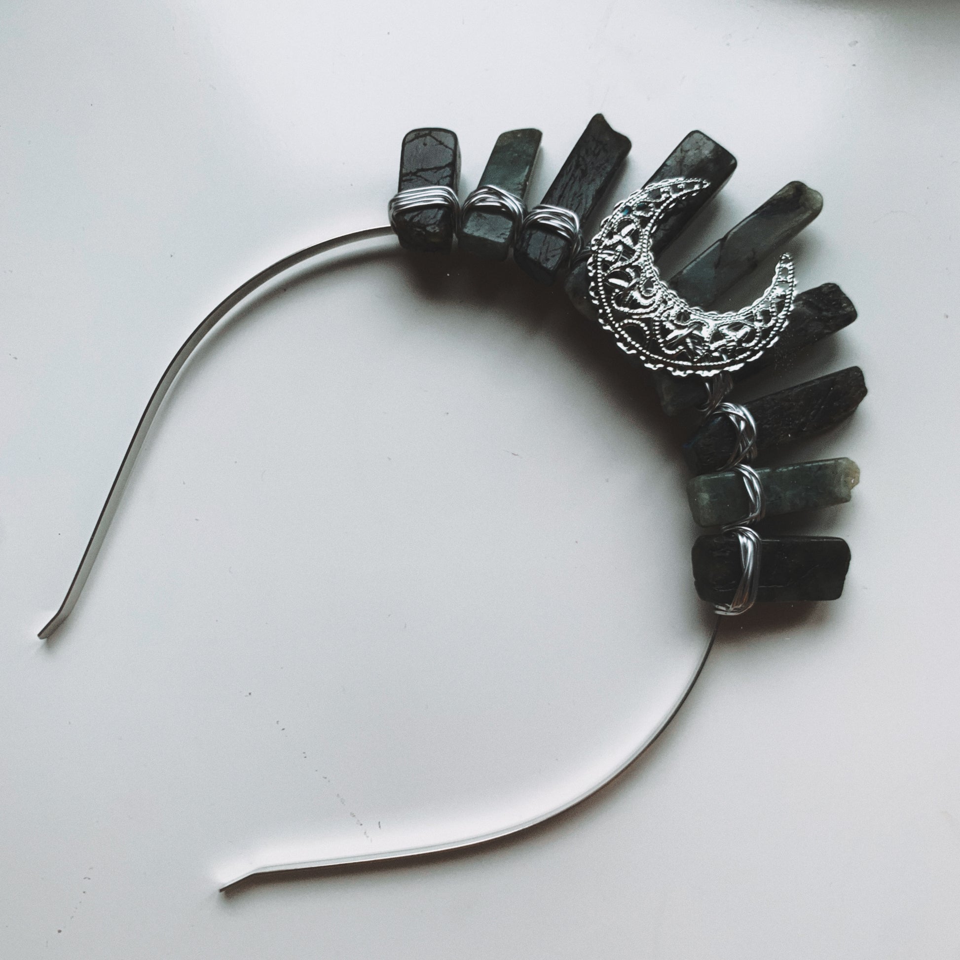 LABRADORITE SMALL SILVER GODDESS CRYSTAL CROWN