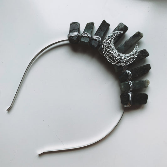 LABRADORITE SMALL SILVER GODDESS CRYSTAL CROWN