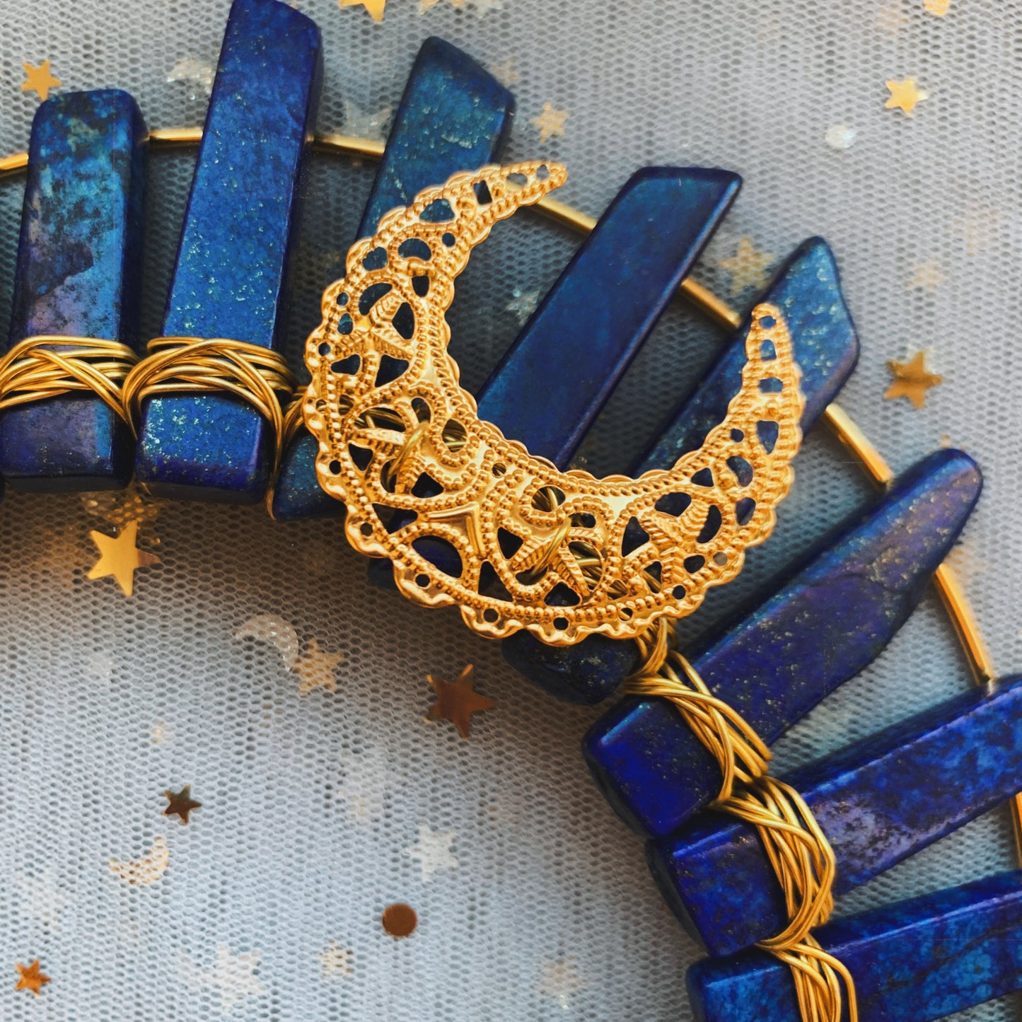 LAPIS LAZULI GOLD HALO CRYSTAL CROWN