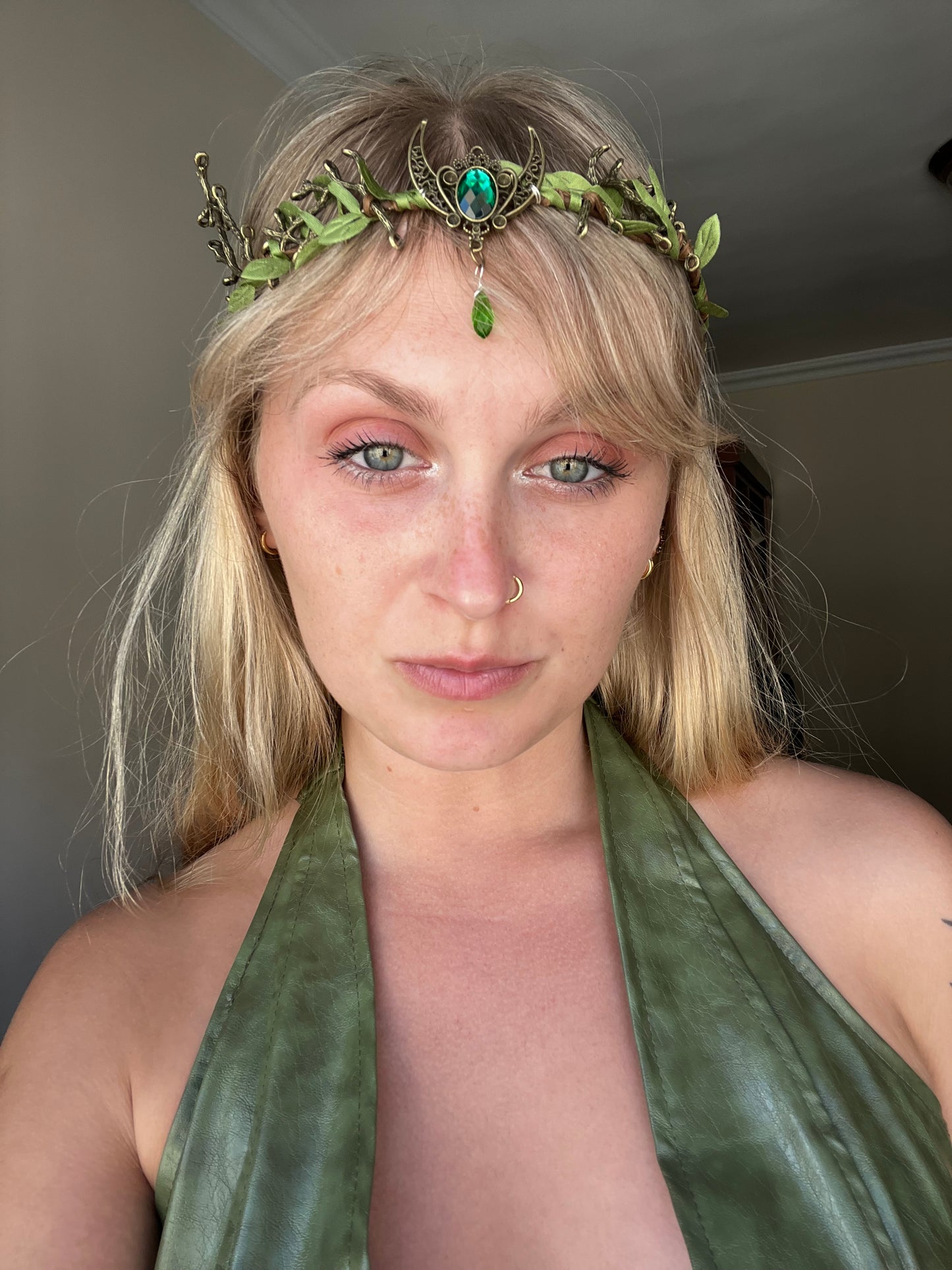 FOREST FAIRY TIARA GREEN WITH SPARKLY GEMS