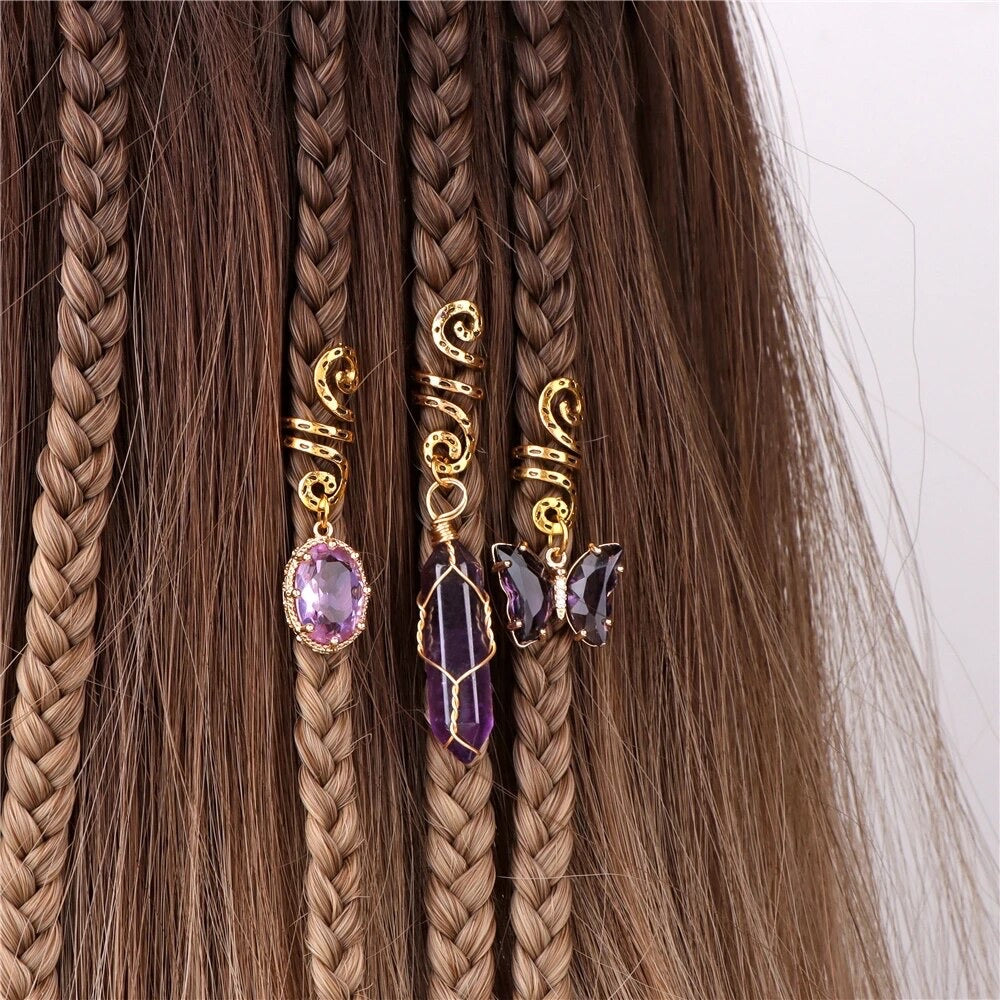 AMETHYST BUTTERFLY HAIR CHARMS SET