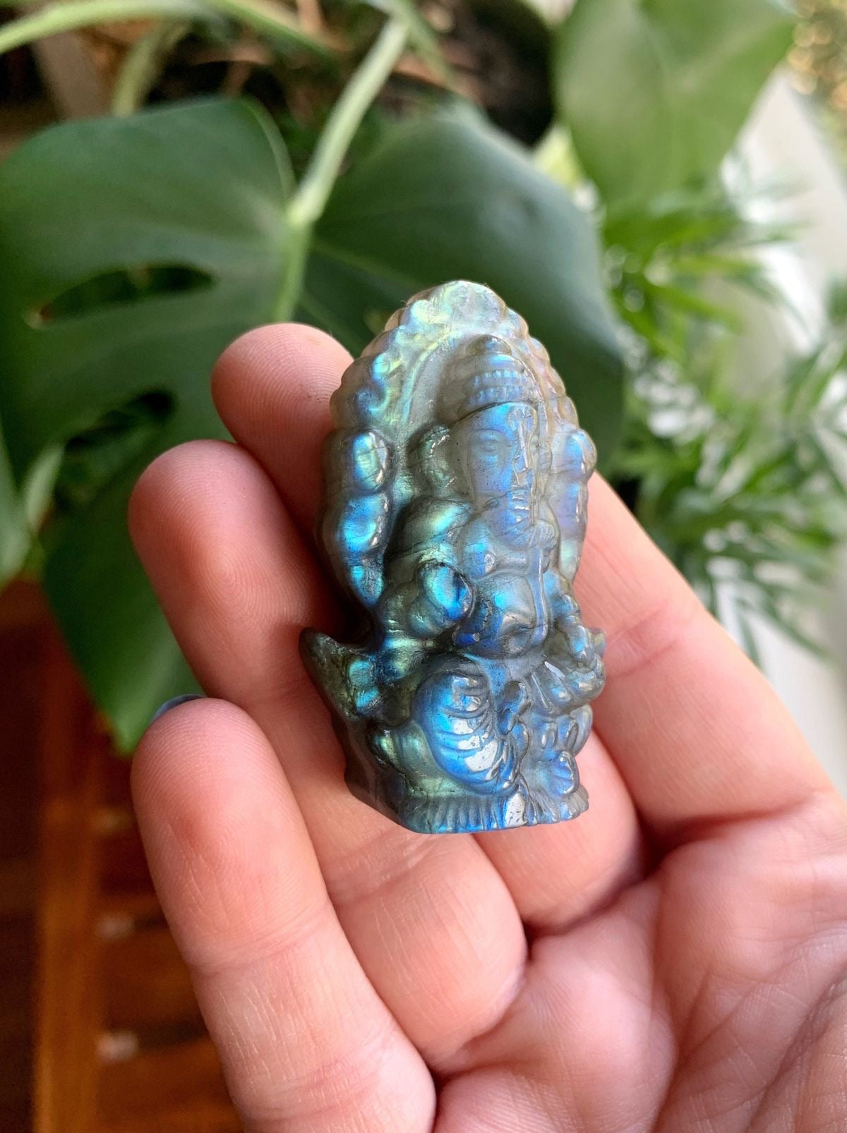 LABRADORITE CARVED GANESHA CRYSTAL