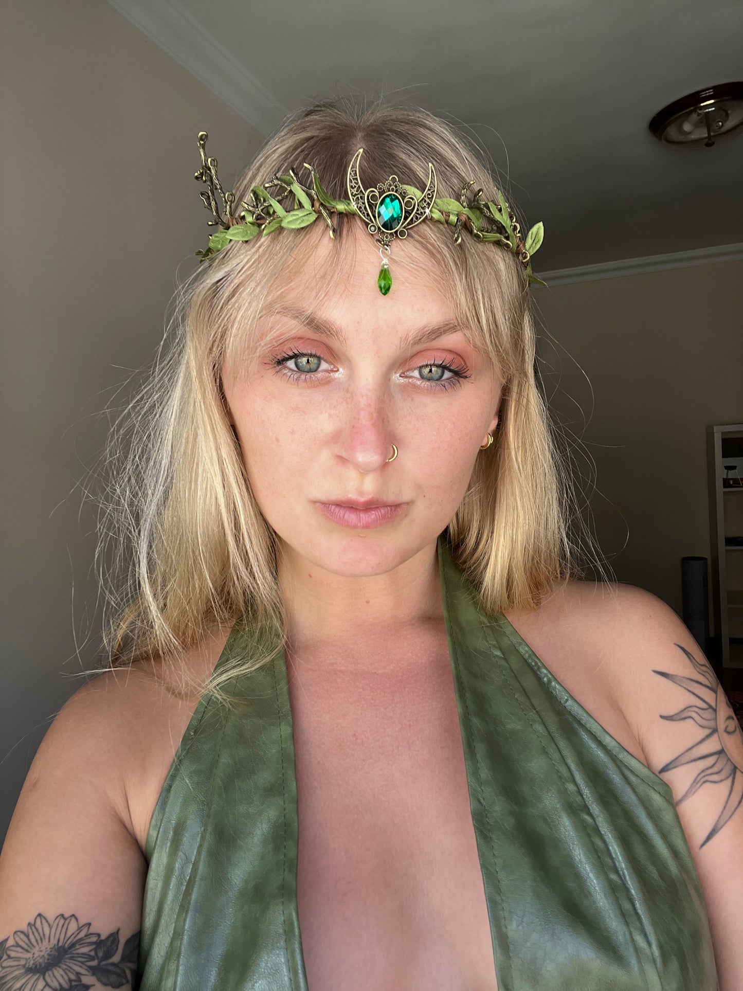 FOREST FAIRY TIARA GREEN WITH SPARKLY GEMS