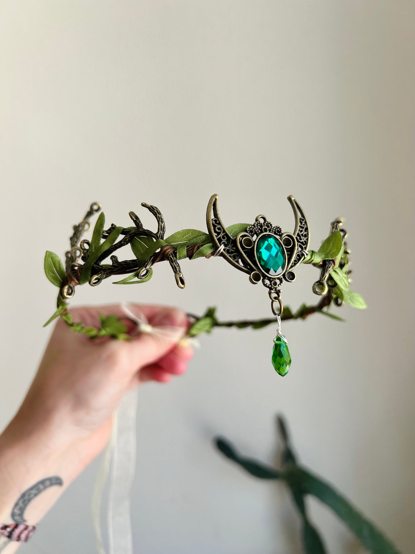 FOREST FAIRY TIARA GREEN WITH SPARKLY GEMS