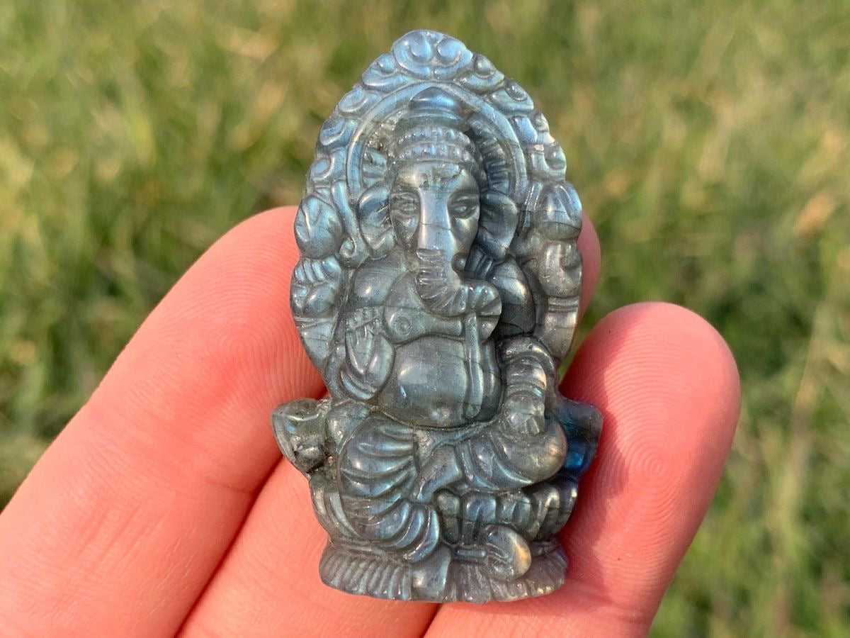 LABRADORITE CARVED GANESHA CRYSTAL