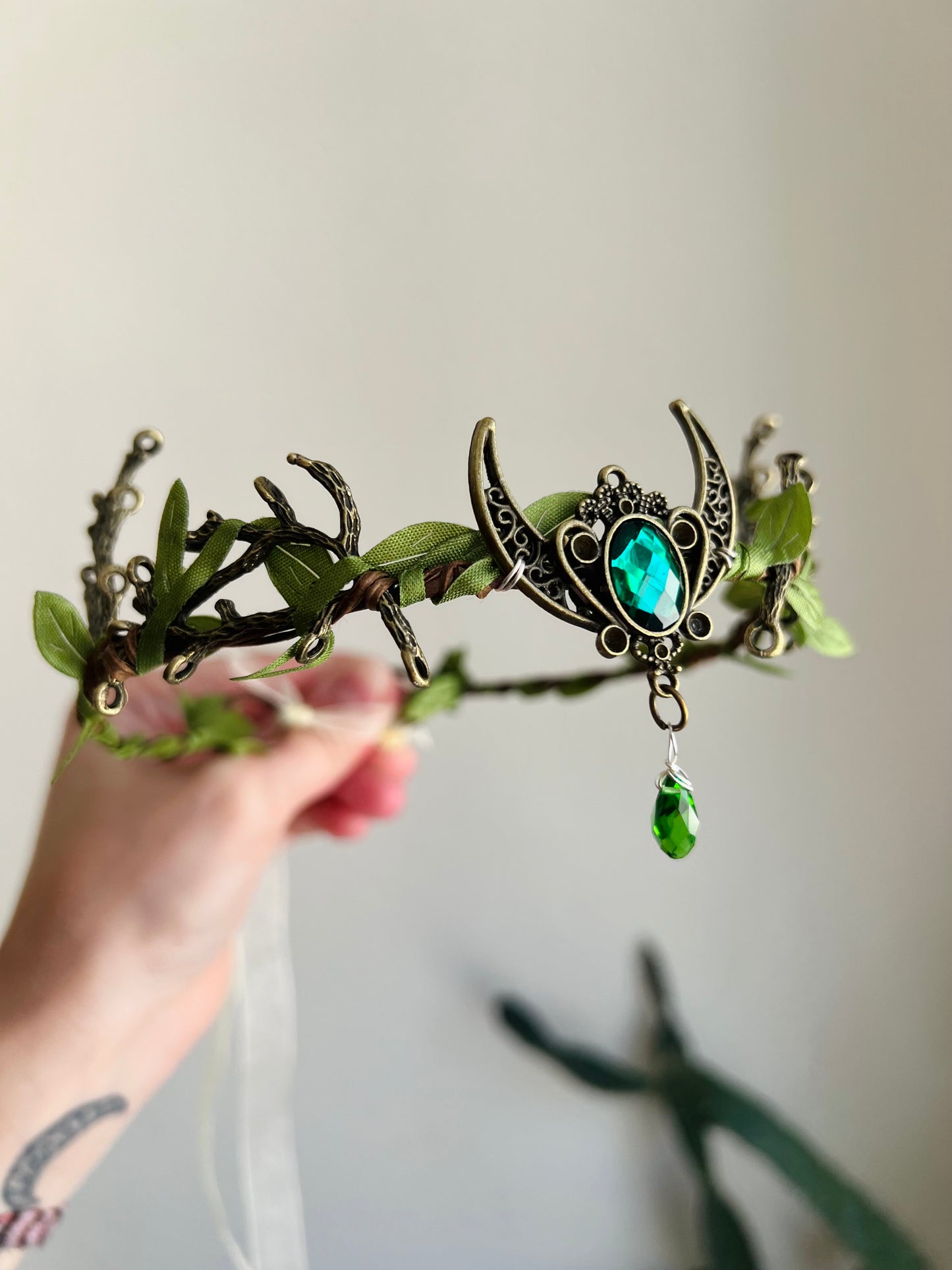 FOREST FAIRY TIARA GREEN WITH SPARKLY GEMS