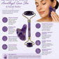 Amethyst Gua Sha and Facial Roller with benefits listed on a white background