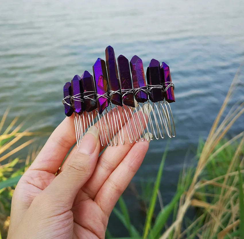 CRYSTAL HAIR COMBS WIRE WRAPPED