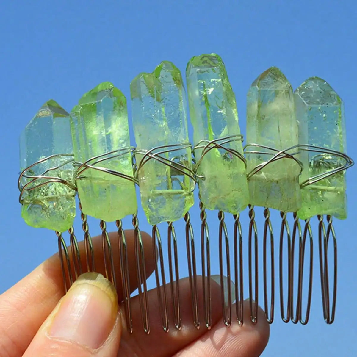 CRYSTAL HAIR COMBS WIRE WRAPPED