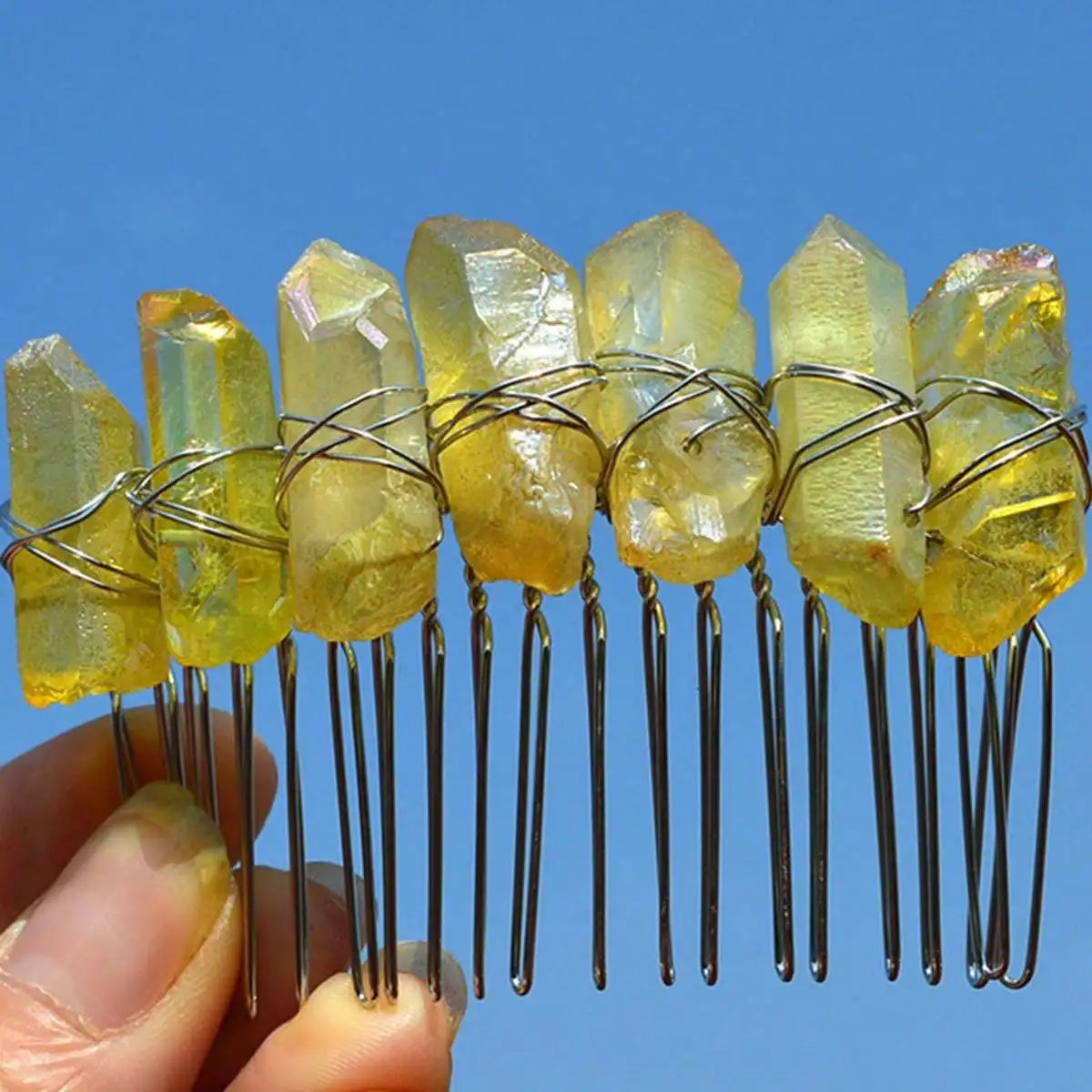 CRYSTAL HAIR COMBS WIRE WRAPPED