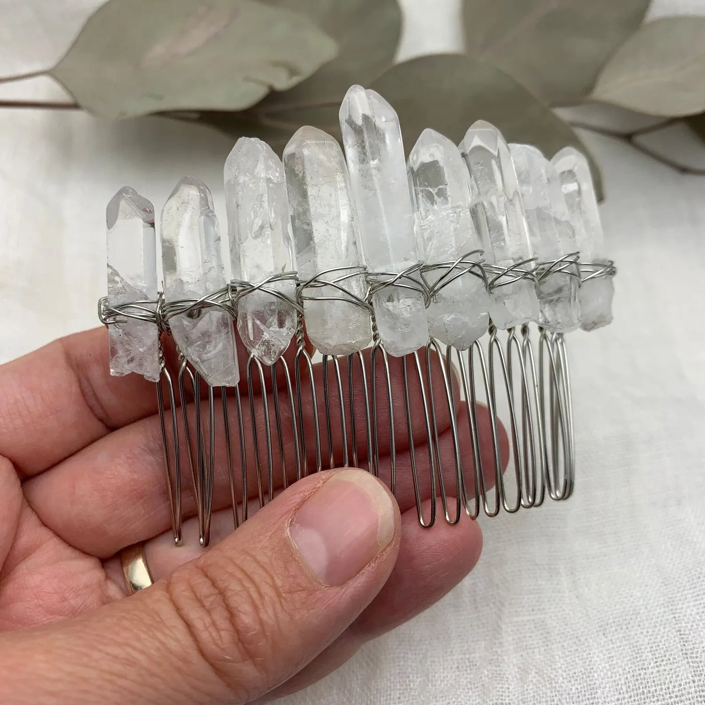 CRYSTAL HAIR COMBS WIRE WRAPPED