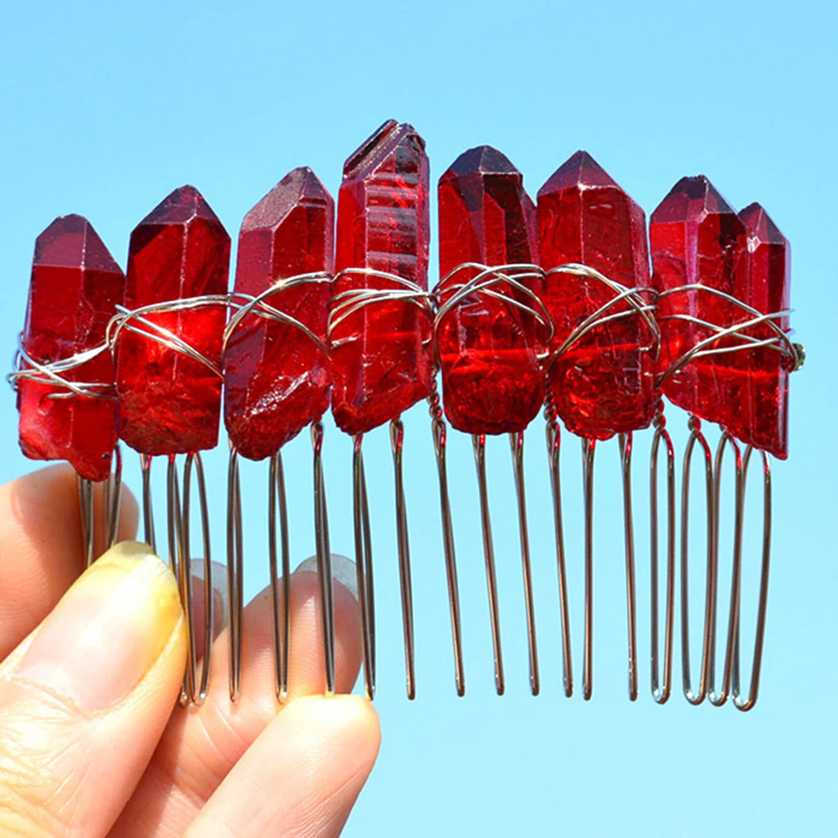 CRYSTAL HAIR COMBS WIRE WRAPPED